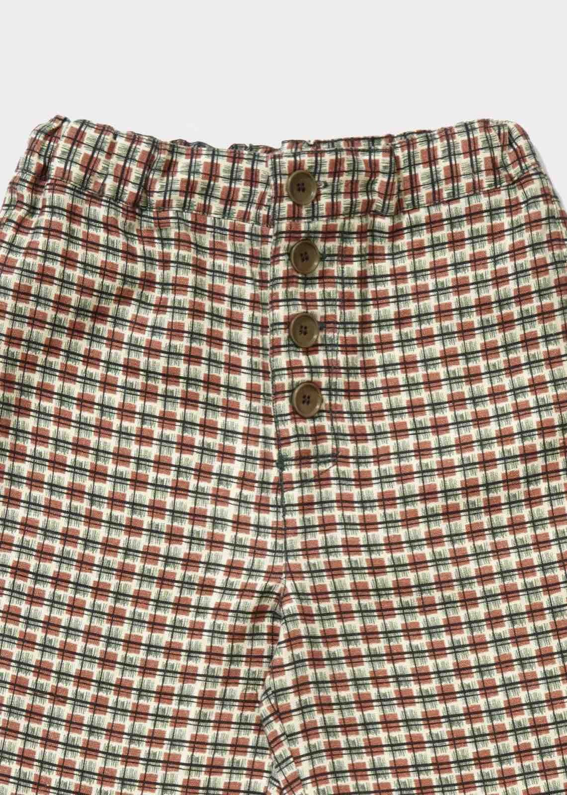 Boys Green Checked Trousers