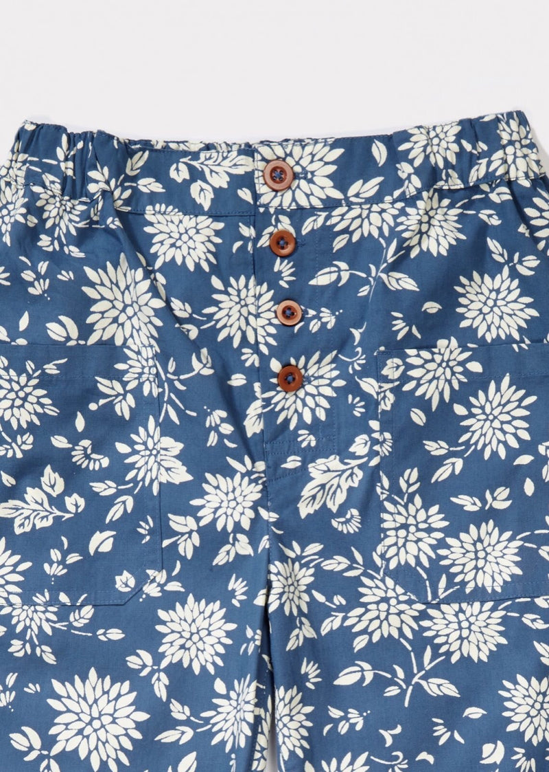 Boys & Girls Blue Flower Printed Trousers