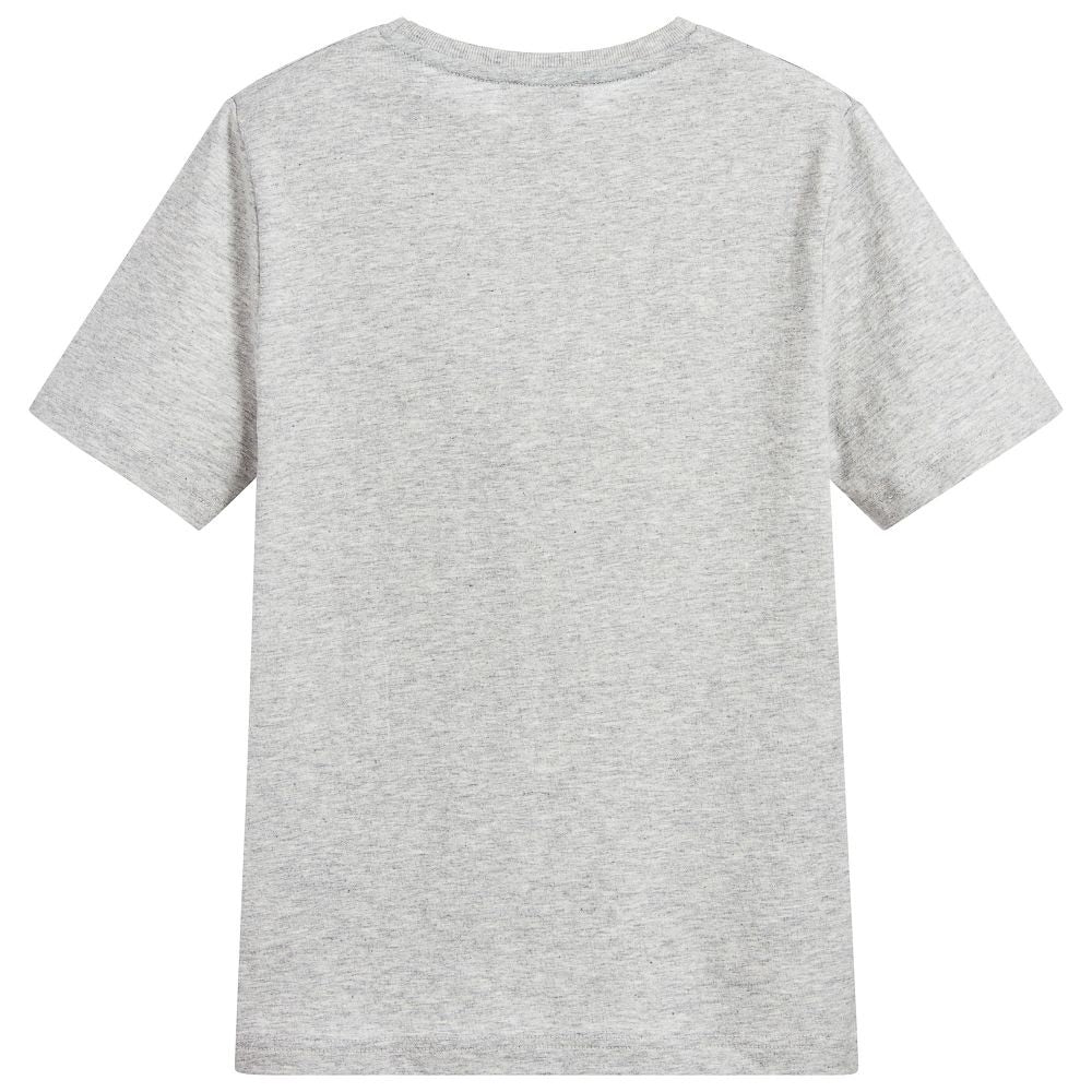 Boys Grey & Orange Cotton T-shirt