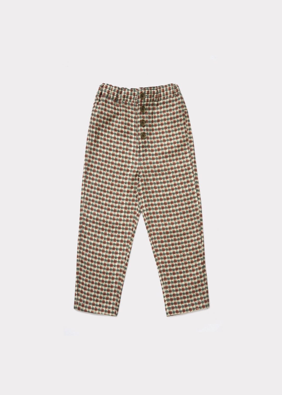 Boys Green Checked Trousers