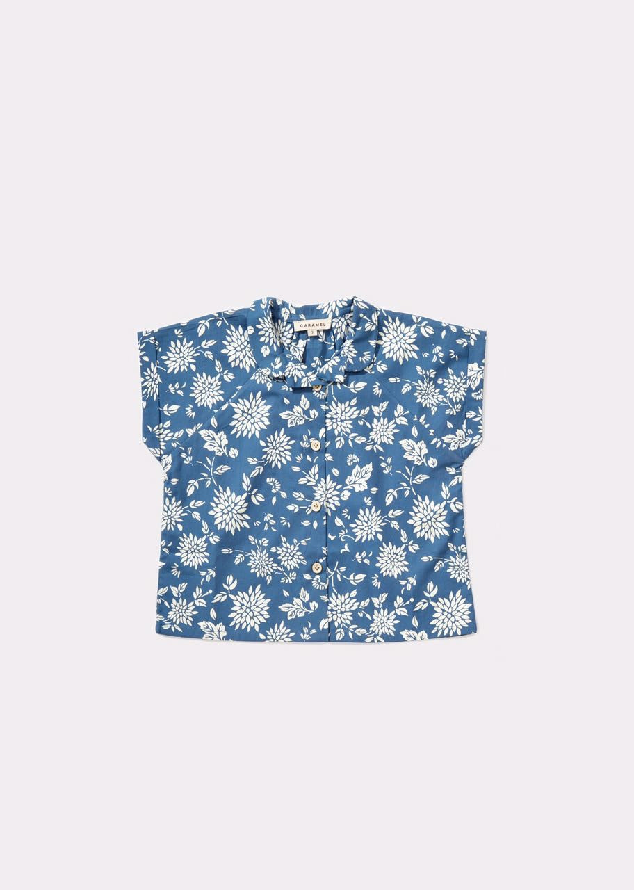 Boys & Girls Blue Flower Printed Shirt