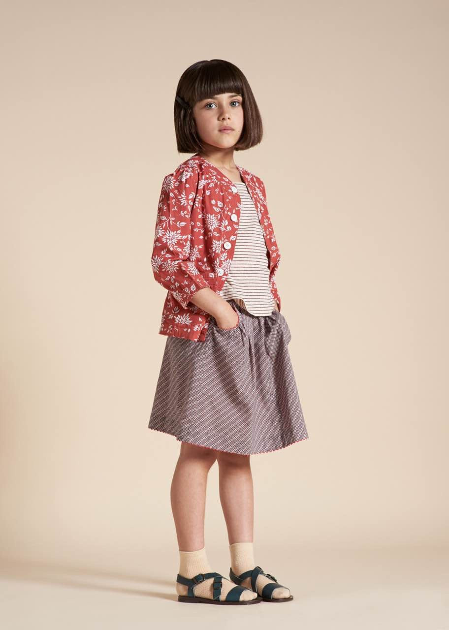 Girls Red Flower Printed Jacket