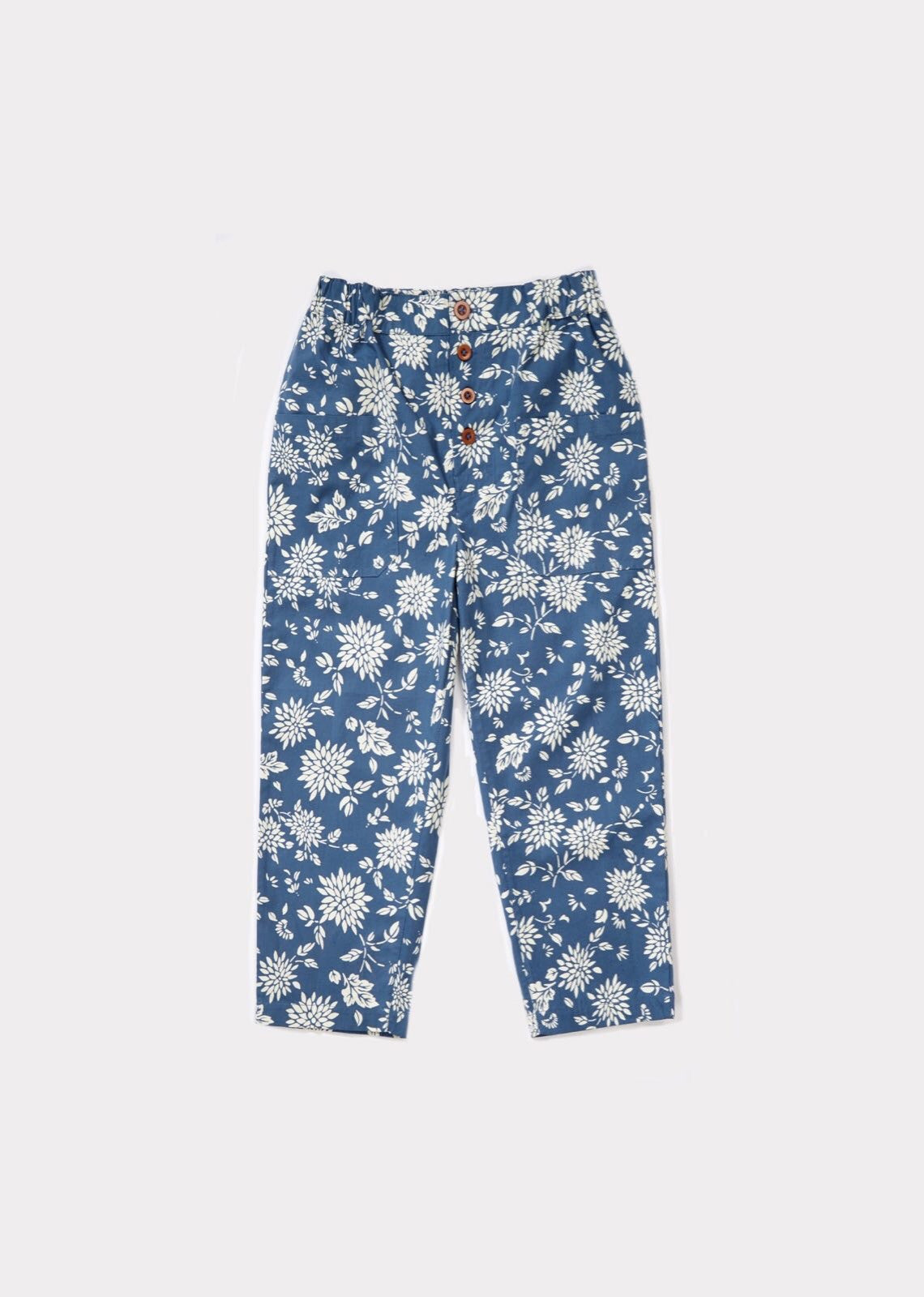 Boys & Girls Blue Flower Printed Trousers