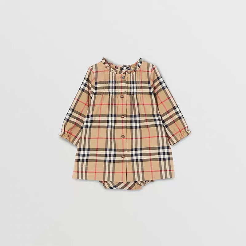 Baby Girls Archive Beige Cotton Dress