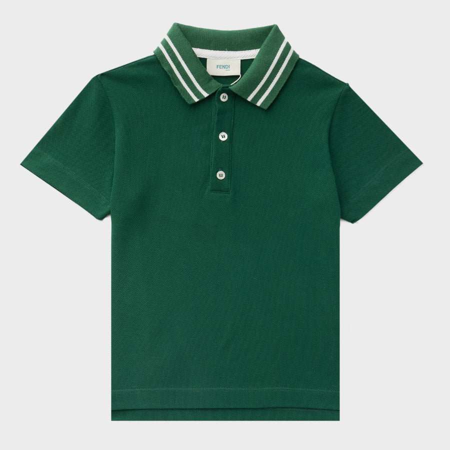 Boys Green Cotton Polo Shirt