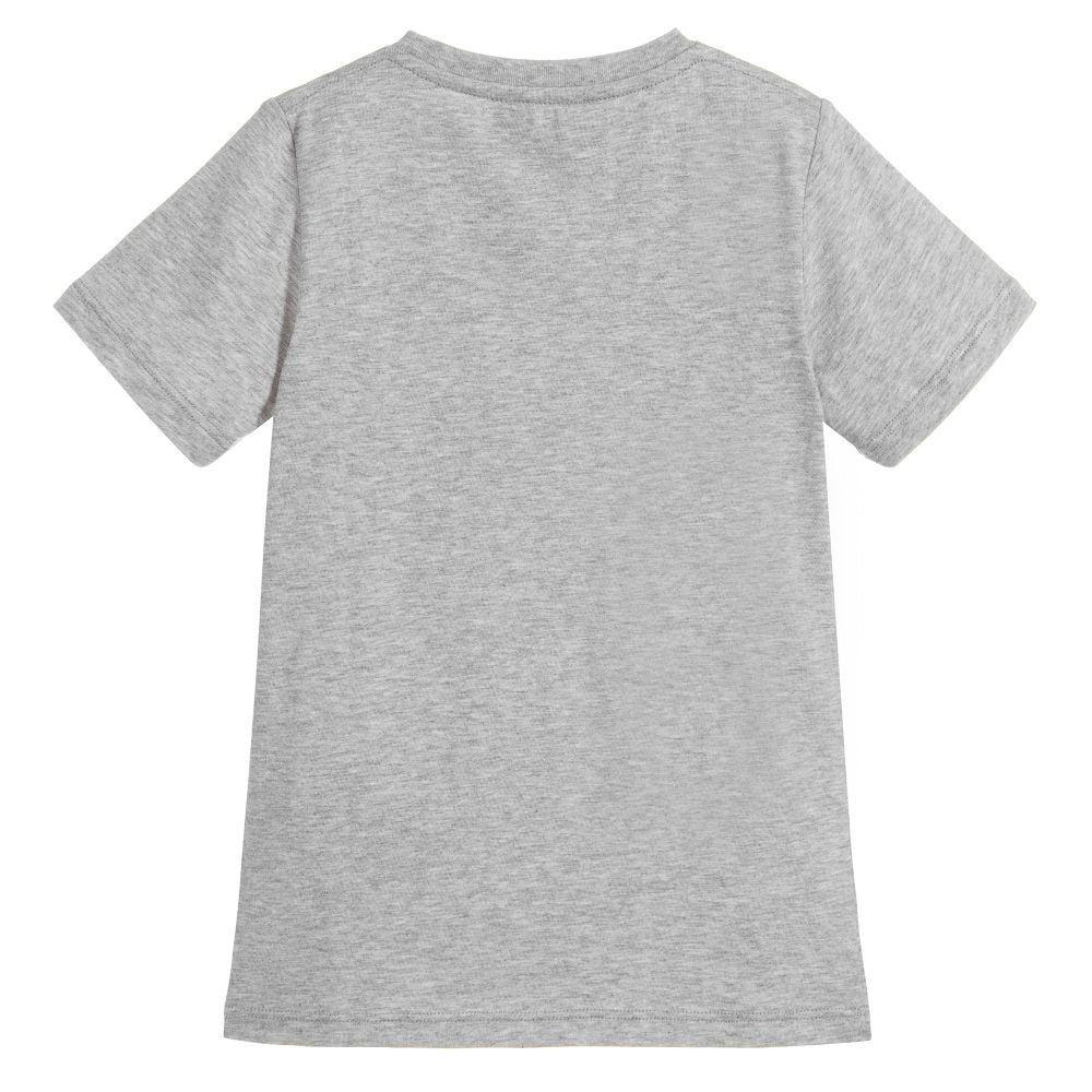 Boys Grey Logo Cotton T-shirt