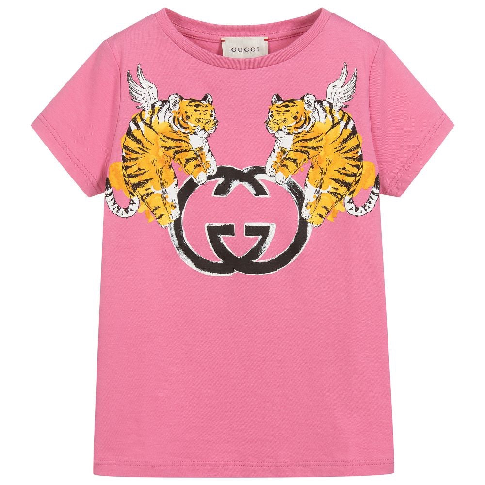 Boys Pink Printed Cotton T-shirt