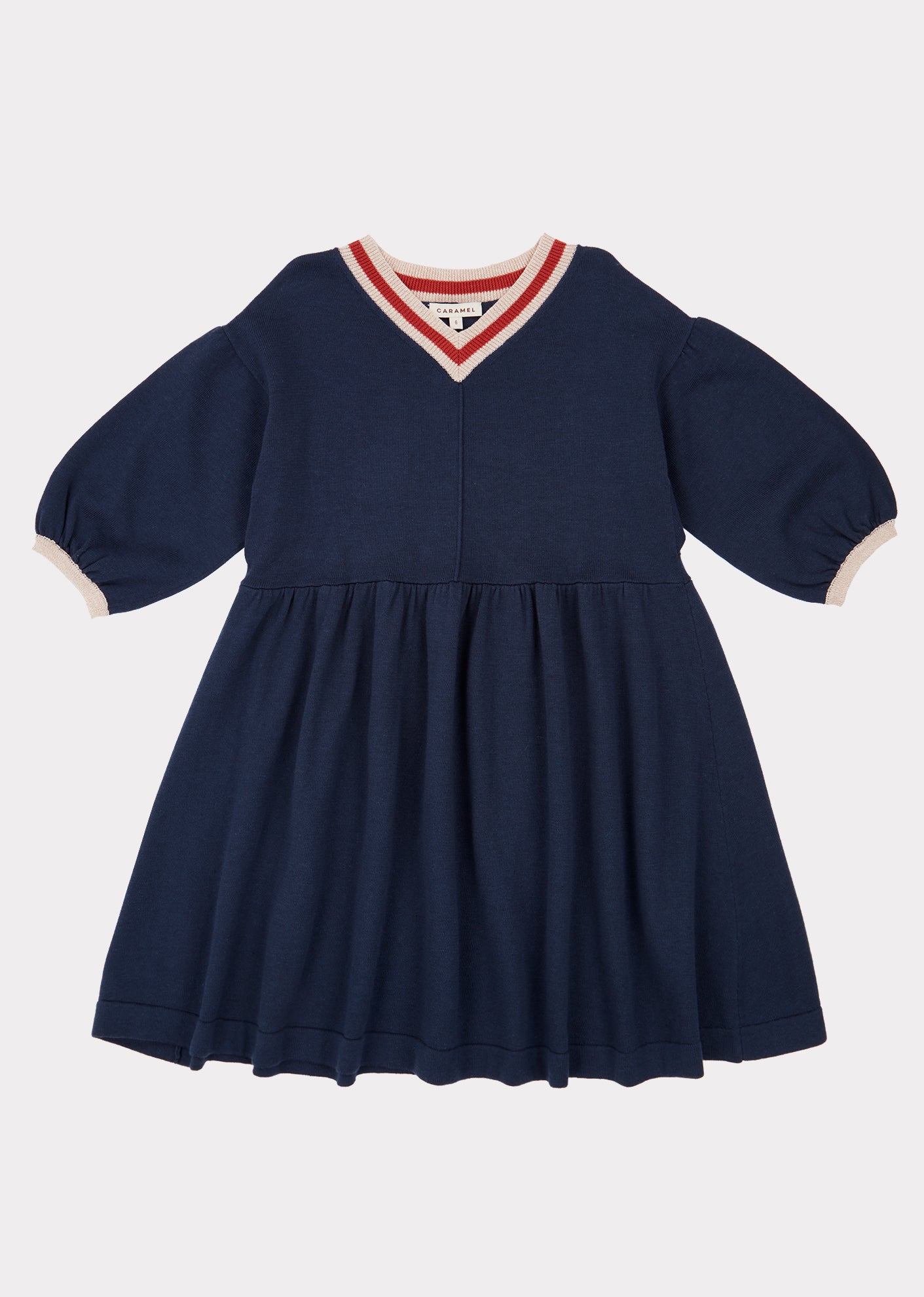 Girls Navy V-neck Cotton Dress