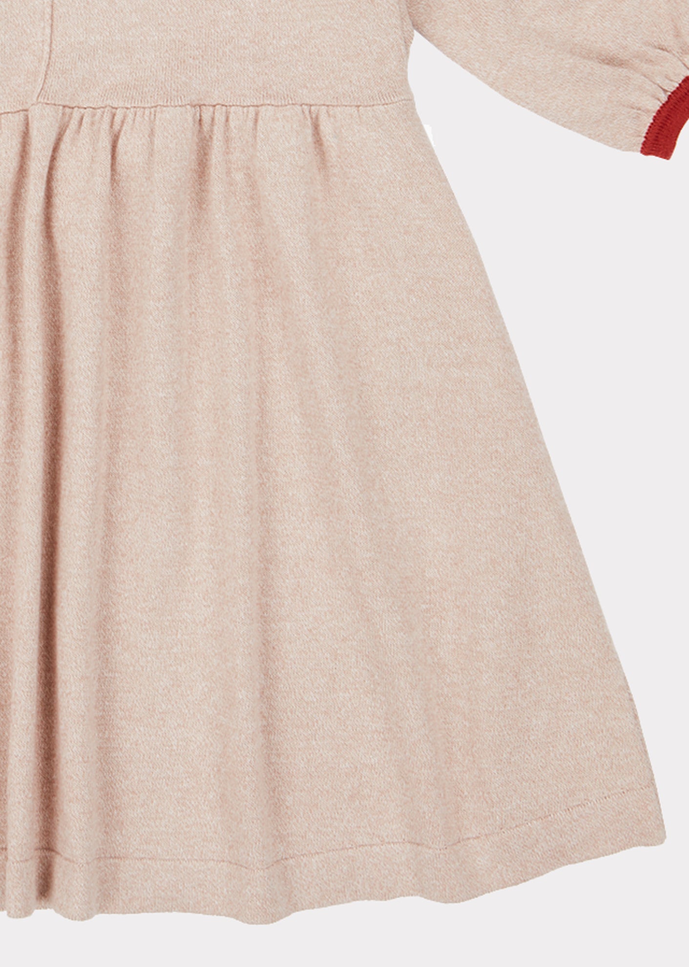 Girls Khaki V-neck Cotton Dress