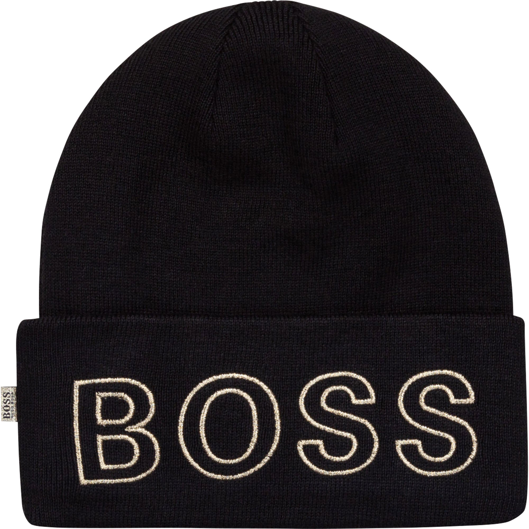 Boys Black Logo Knit Hat