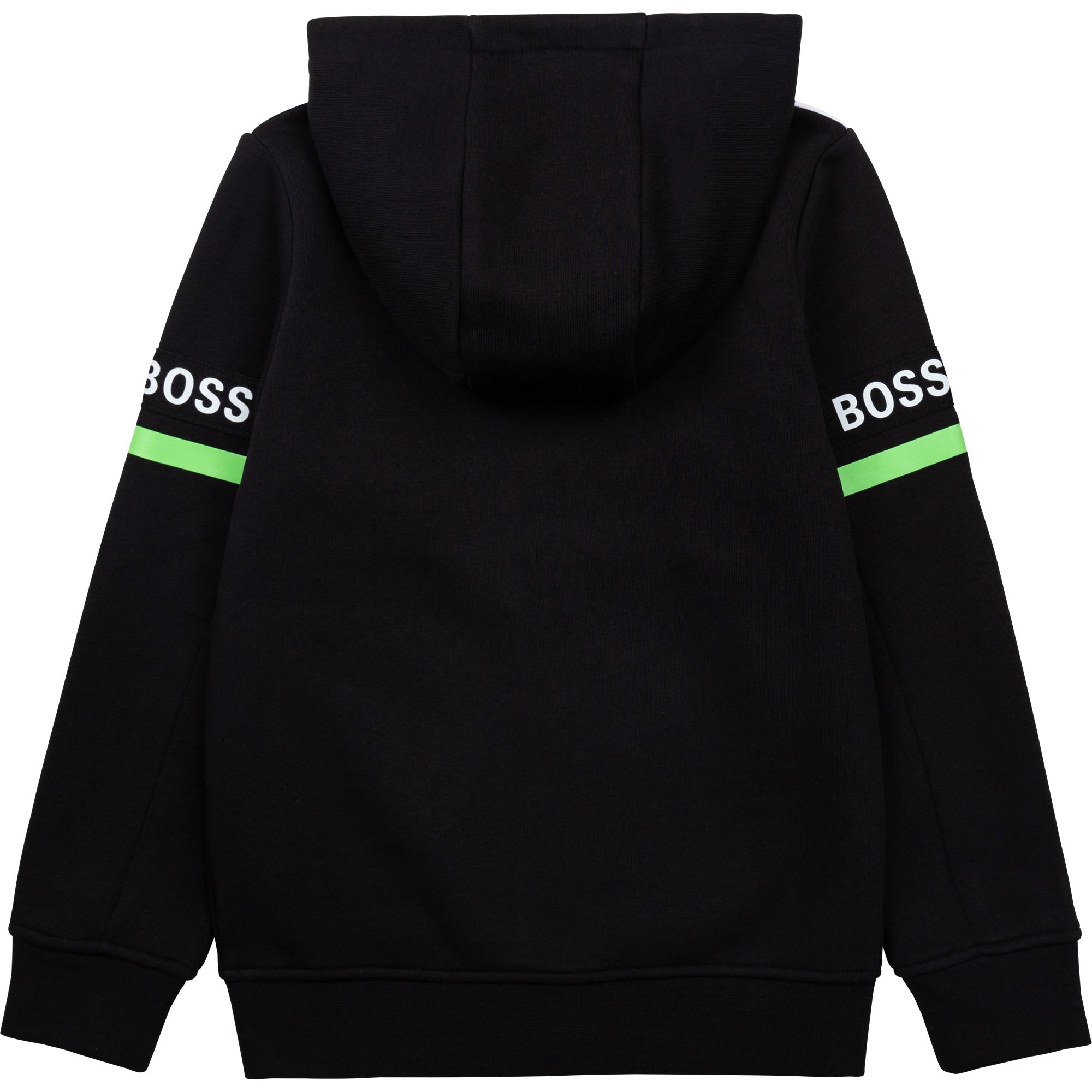 Boys Black Hooded Zip-Up Top