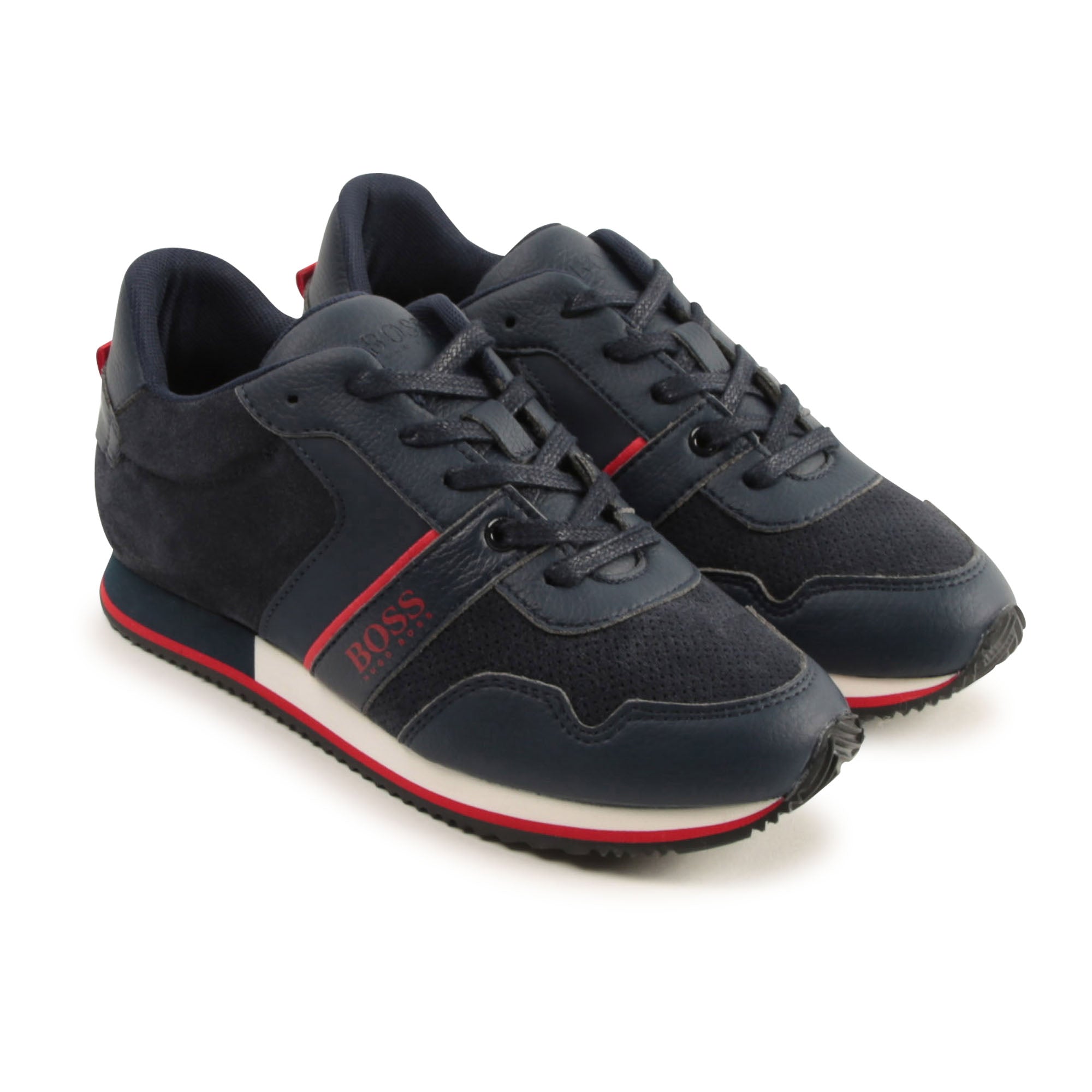 Boys Navy Logo Trainers