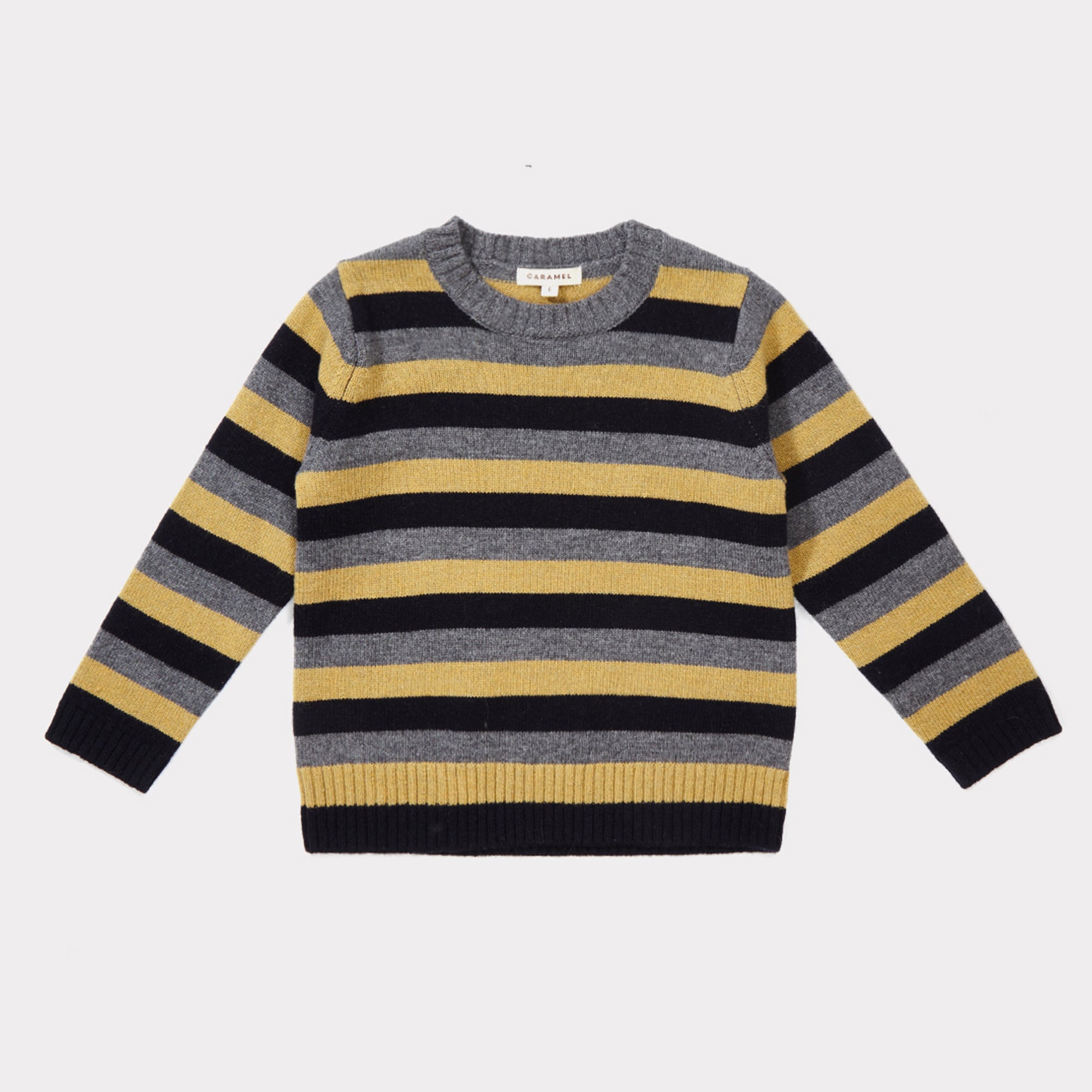 Boys Grey Melange Striped Sweater