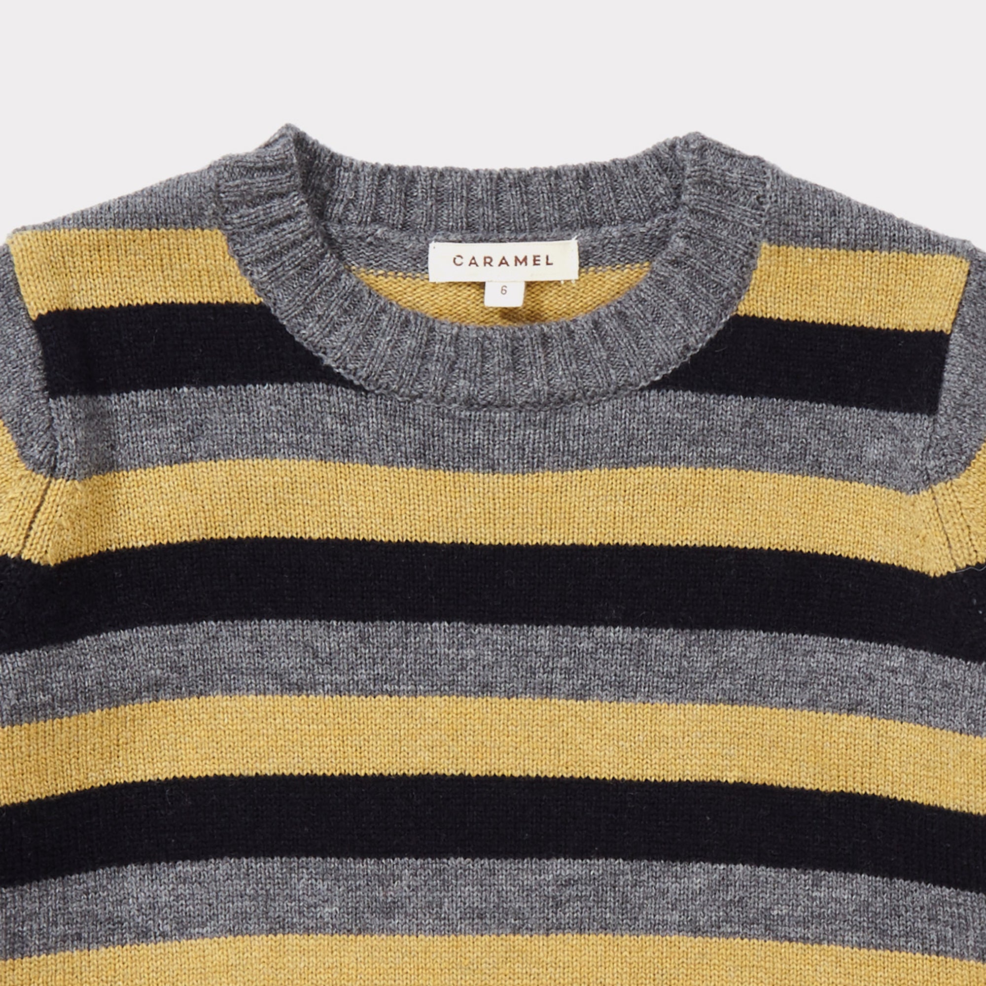 Boys Grey Melange Striped Sweater