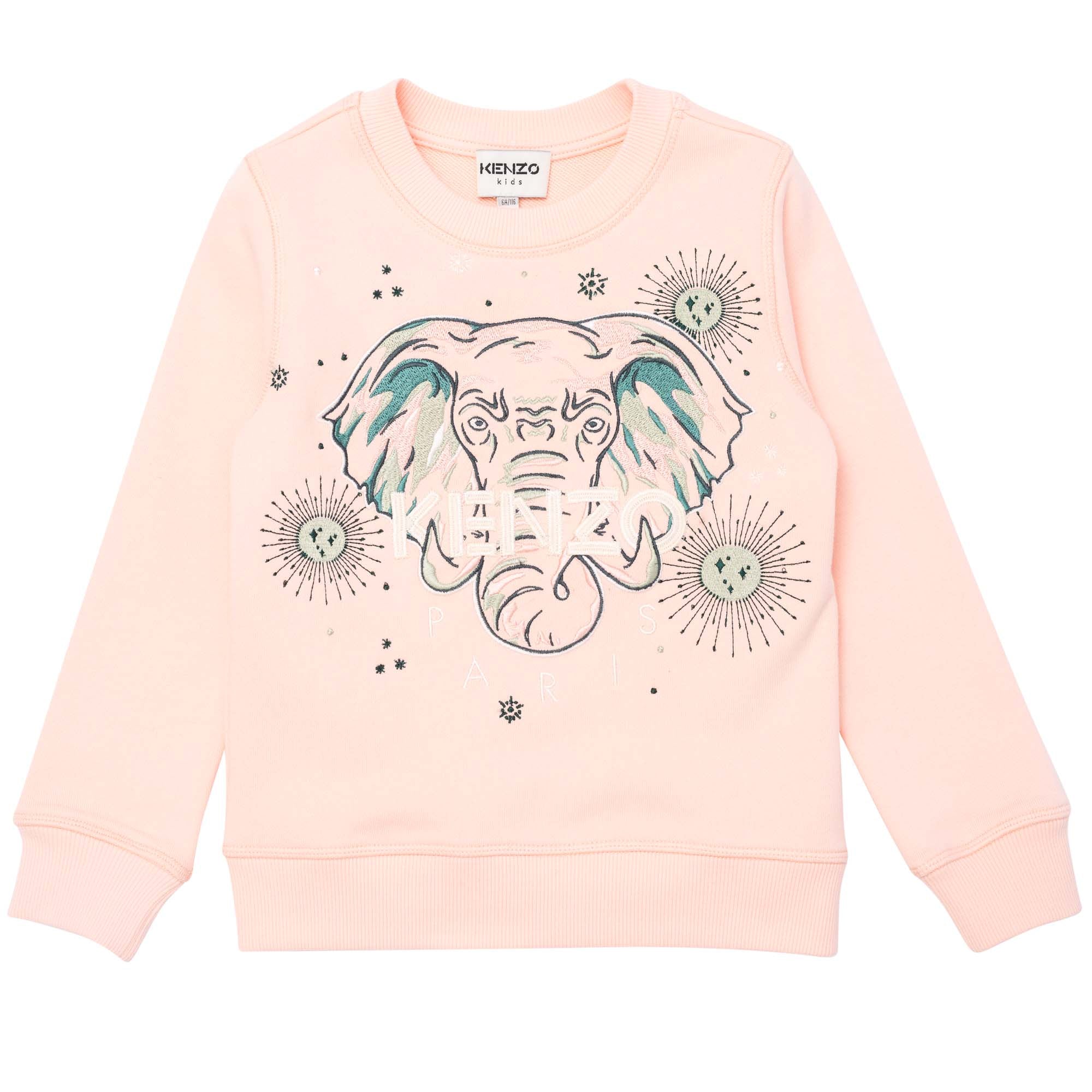 Girls Pink Elephant Printed Sweatshirt