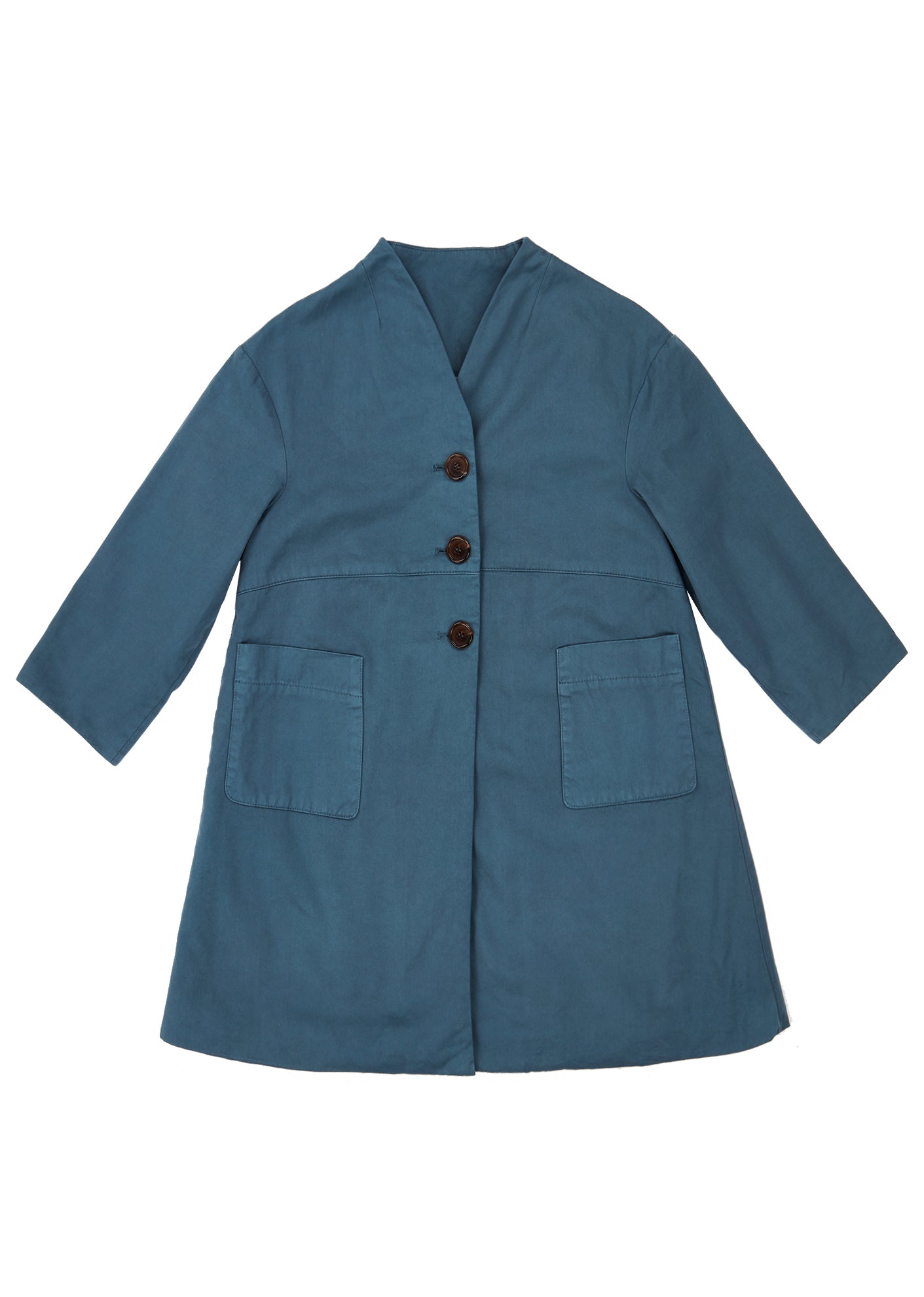 Girls Blue Buttons Cotton Coat