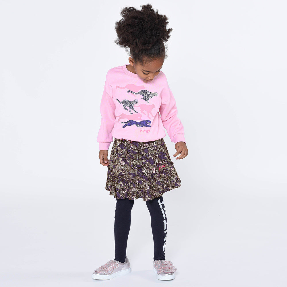 Girls Pink Cheetah Sweatshirt