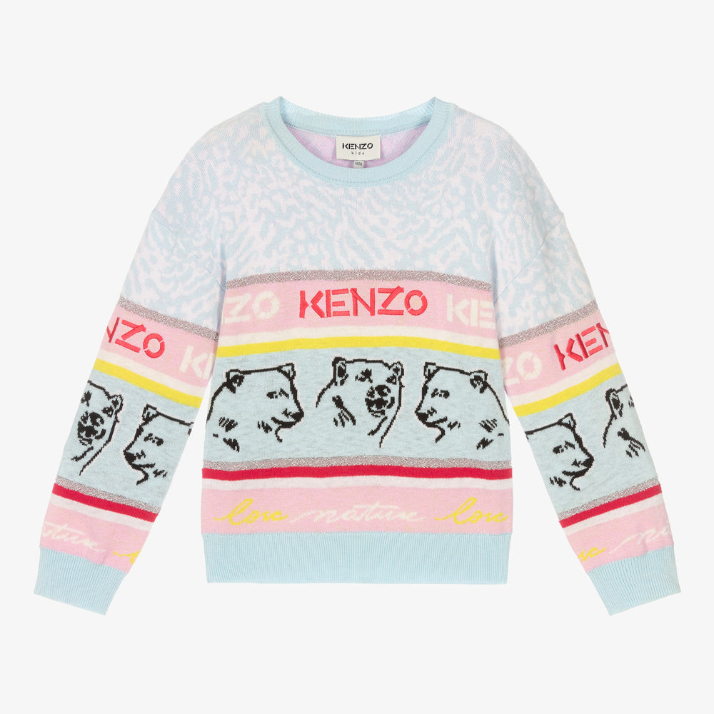 Girls Blue Bear Sweater