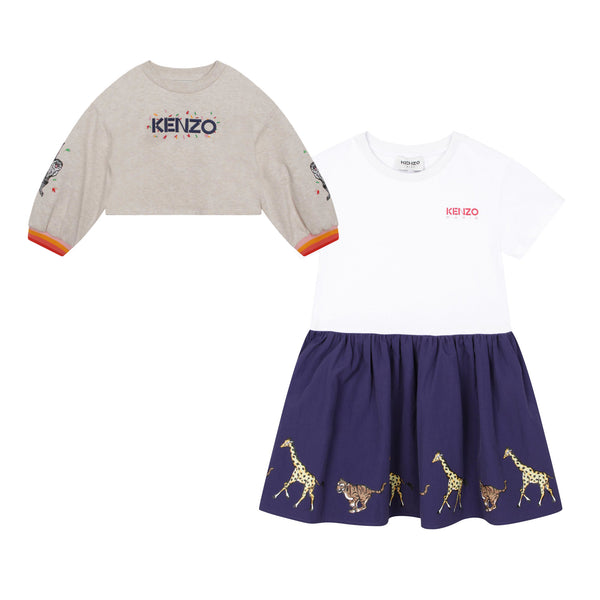 Girls Blue Dress & Sweatshirt Set