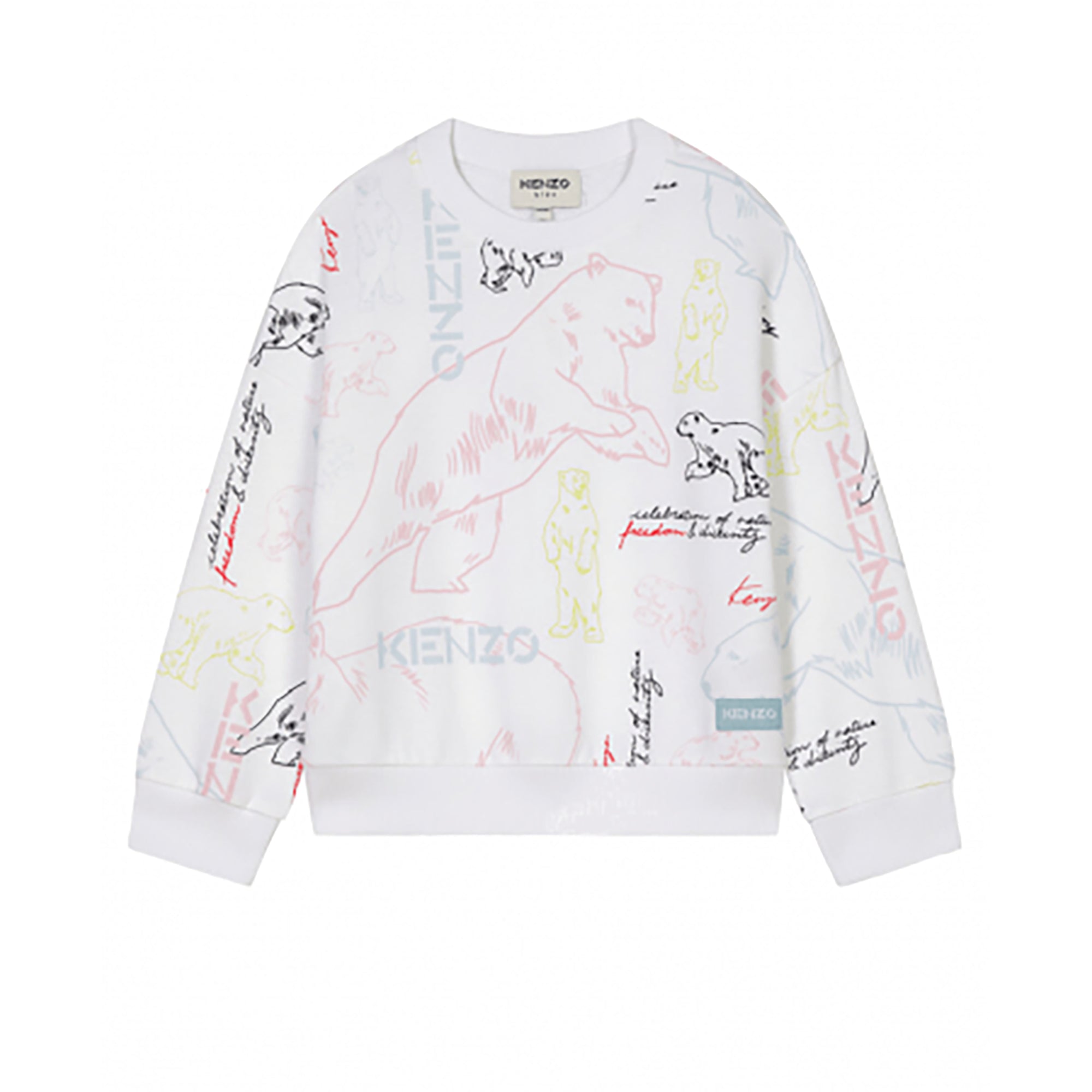 Girls White Printed Cotton Sweatshirt