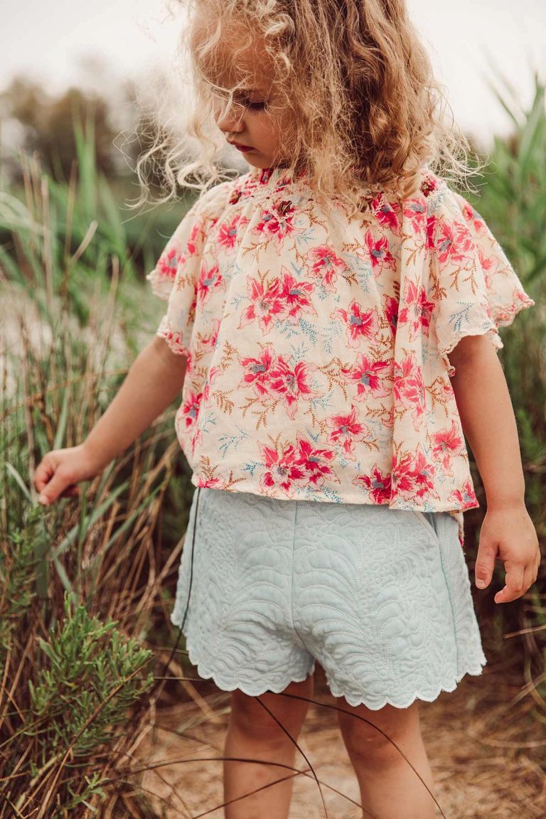 Girls Blue Cotton Shorts