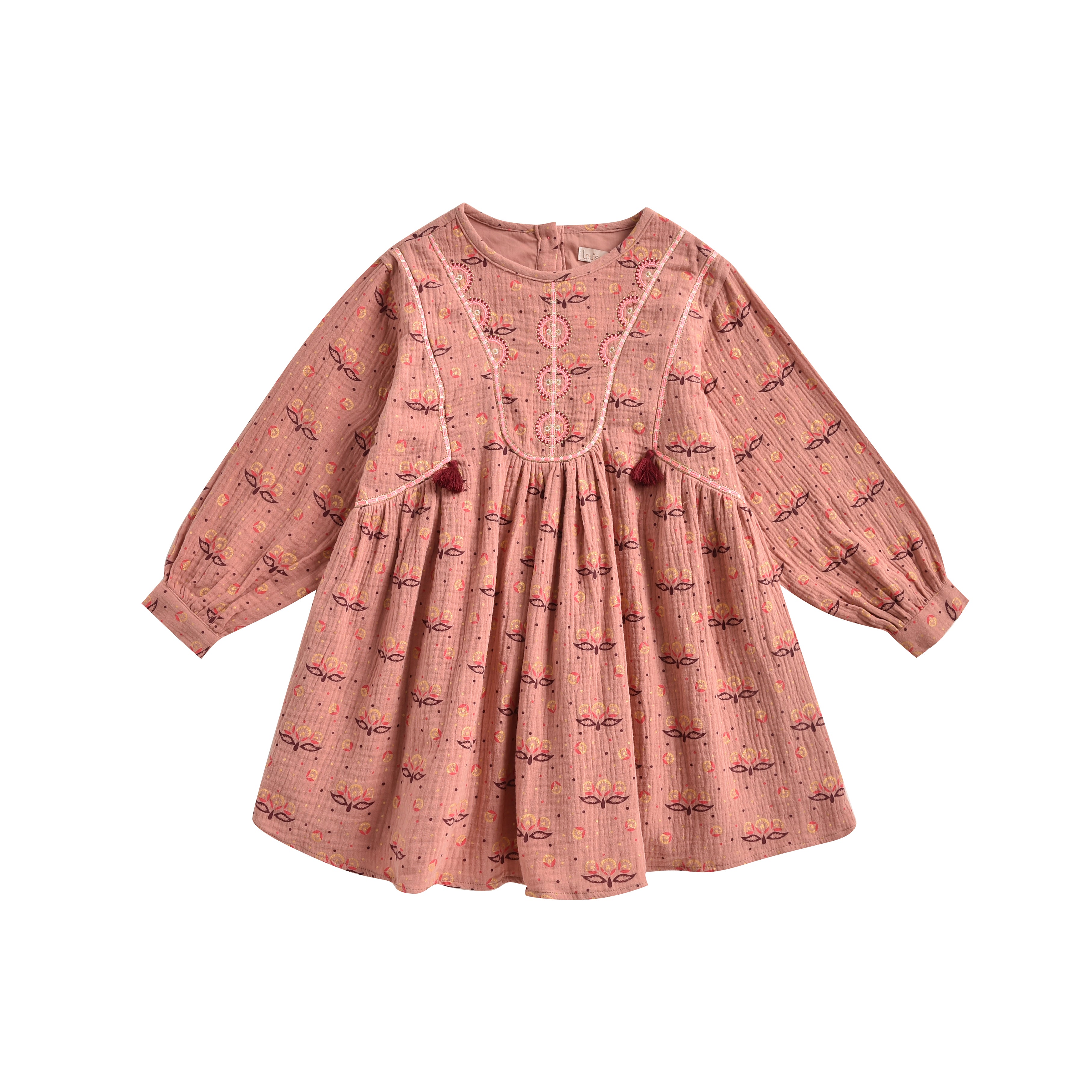 Girls Pink Printed Cotton Dress