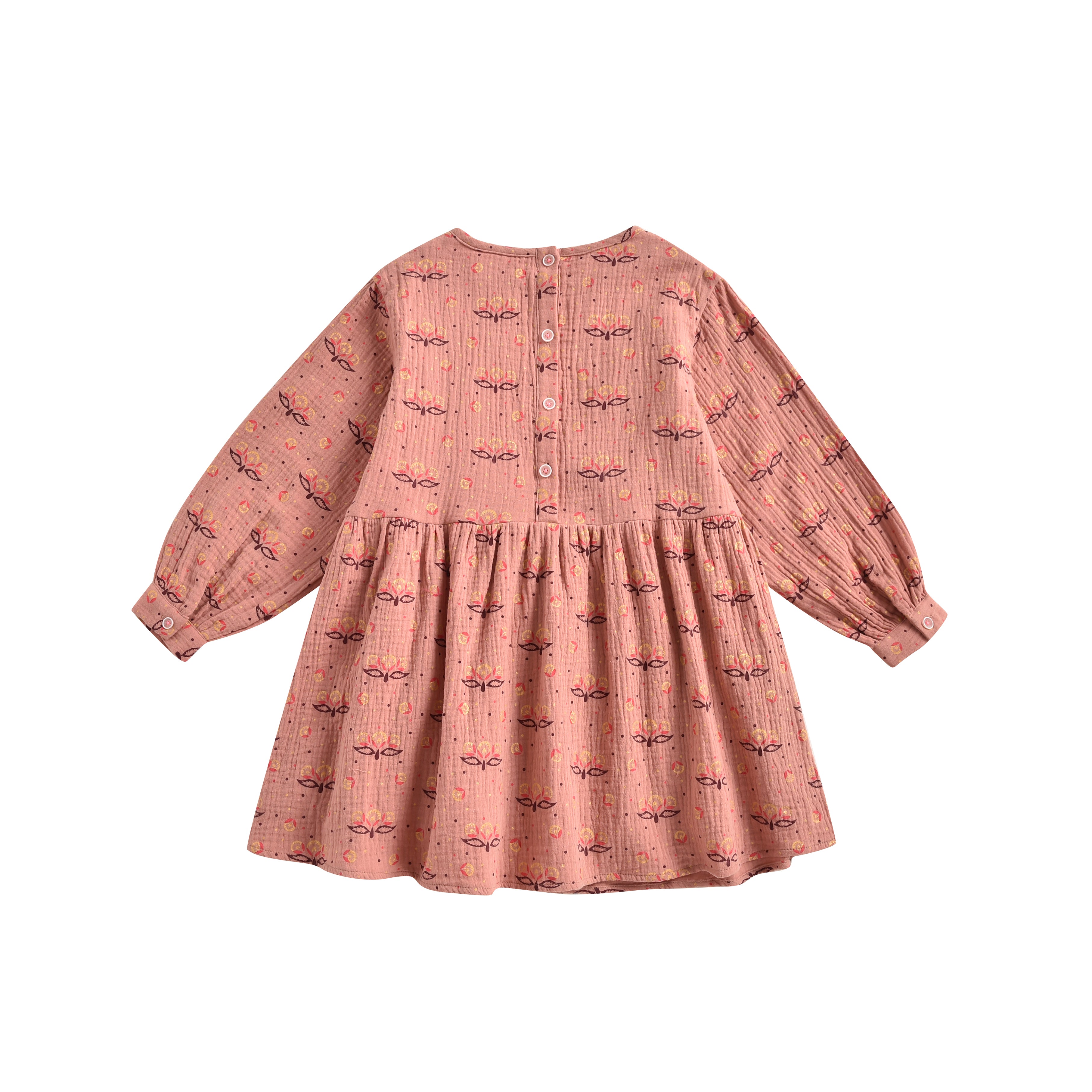 Girls Pink Printed Cotton Dress