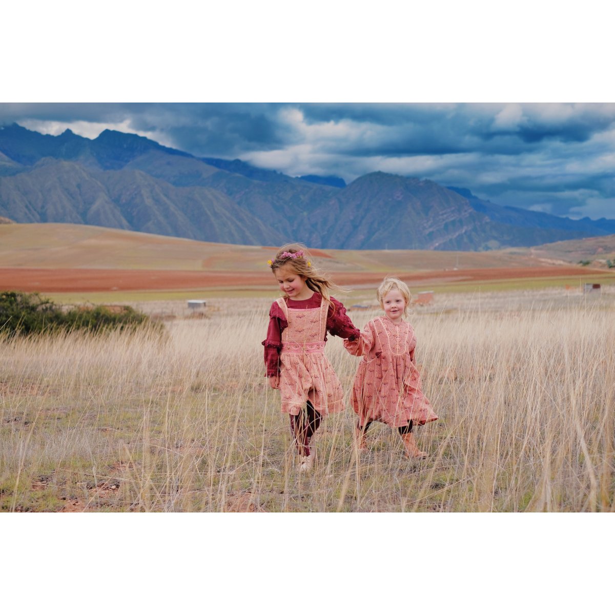 Girls Pink Printed Cotton Dress