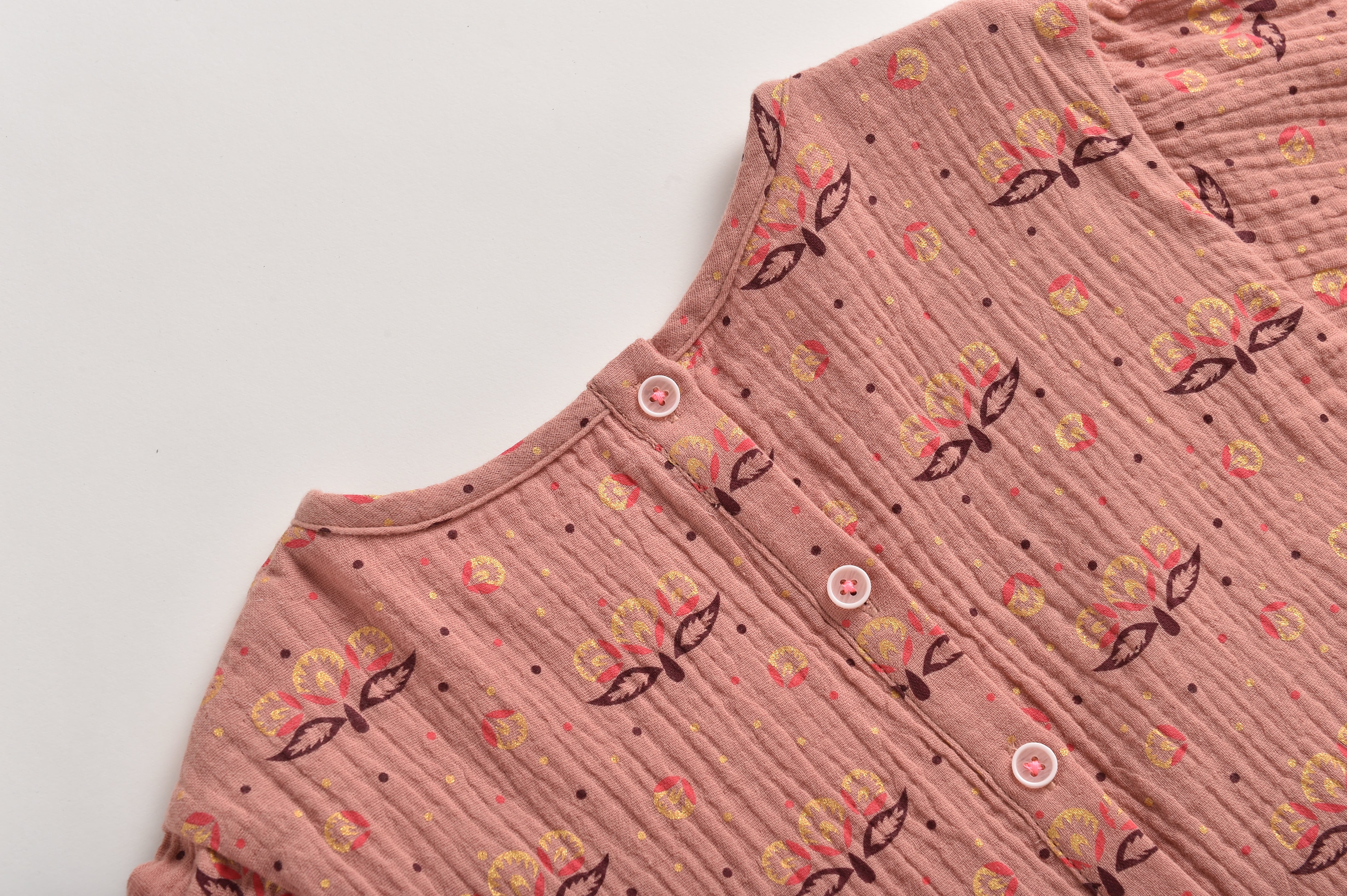Girls Pink Printed Cotton Dress