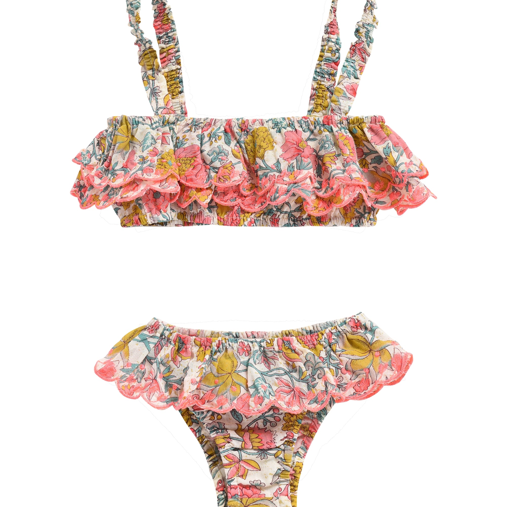 Girls Multi Flowers Cotton Bikini