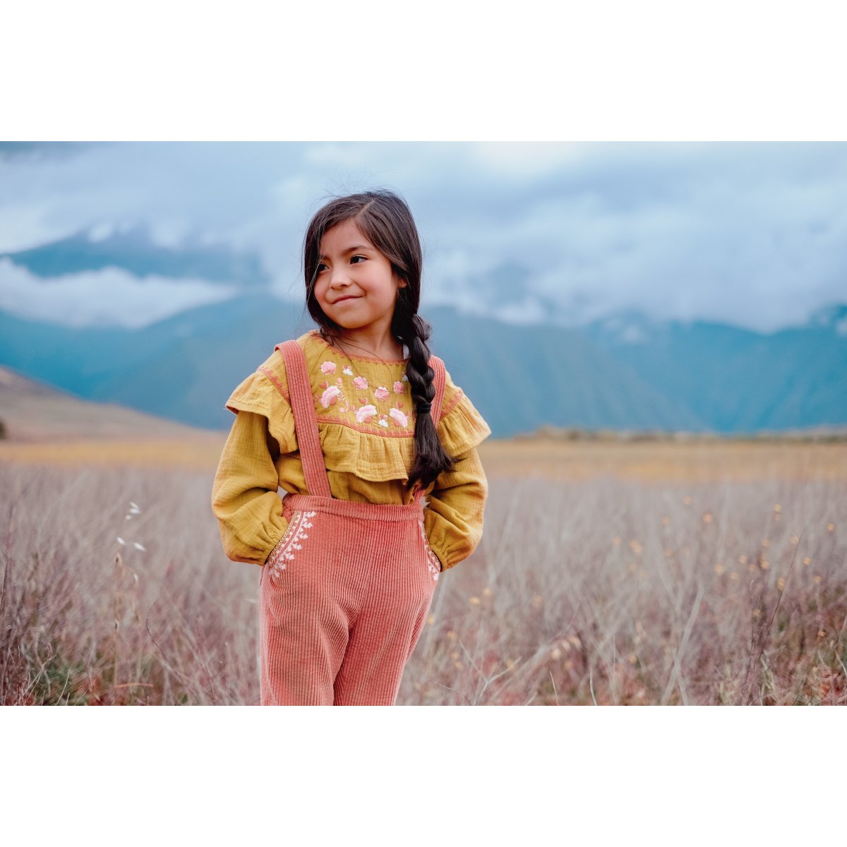 Girls Yellow Embroidered Cotton Blouse