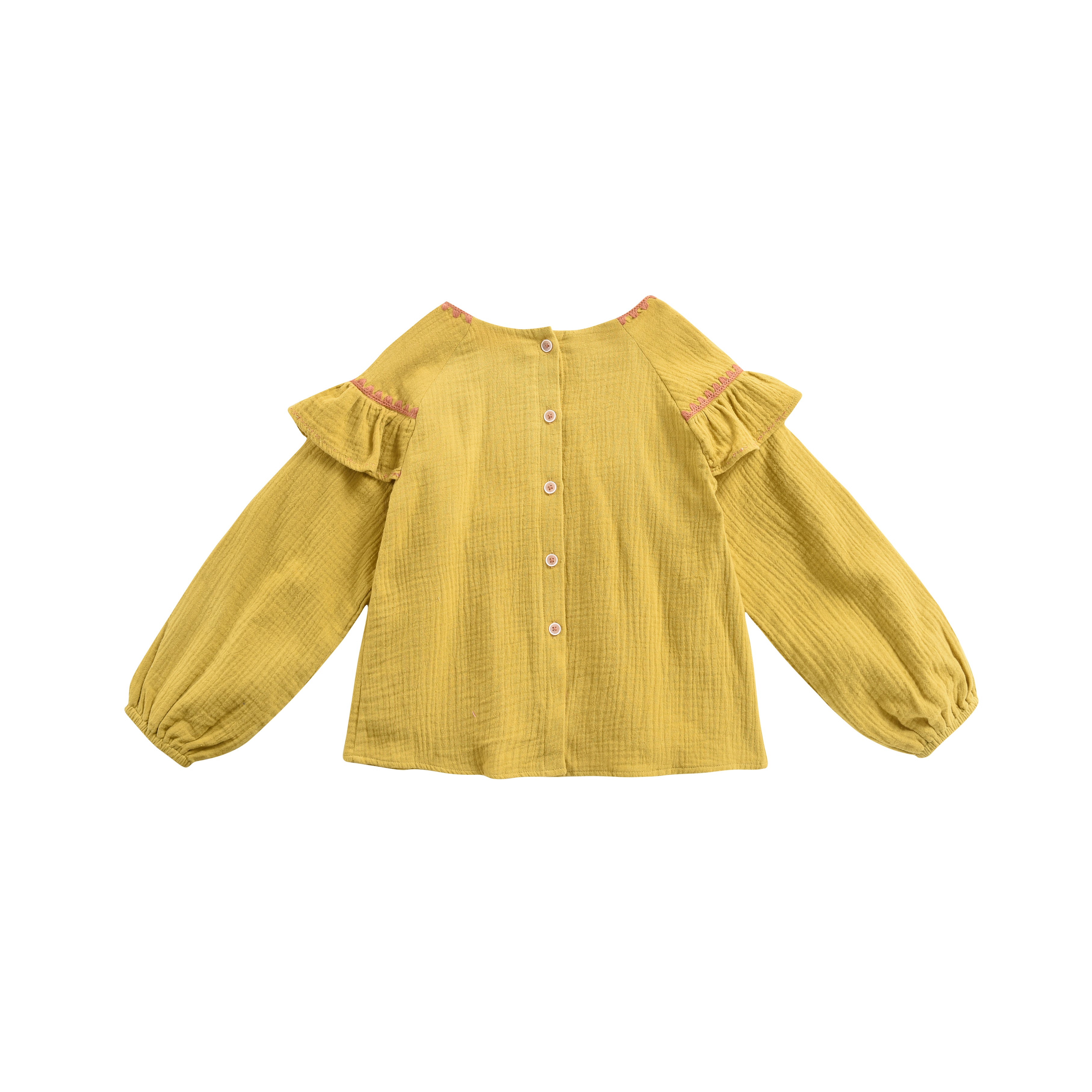 Girls Yellow Embroidered Cotton Blouse