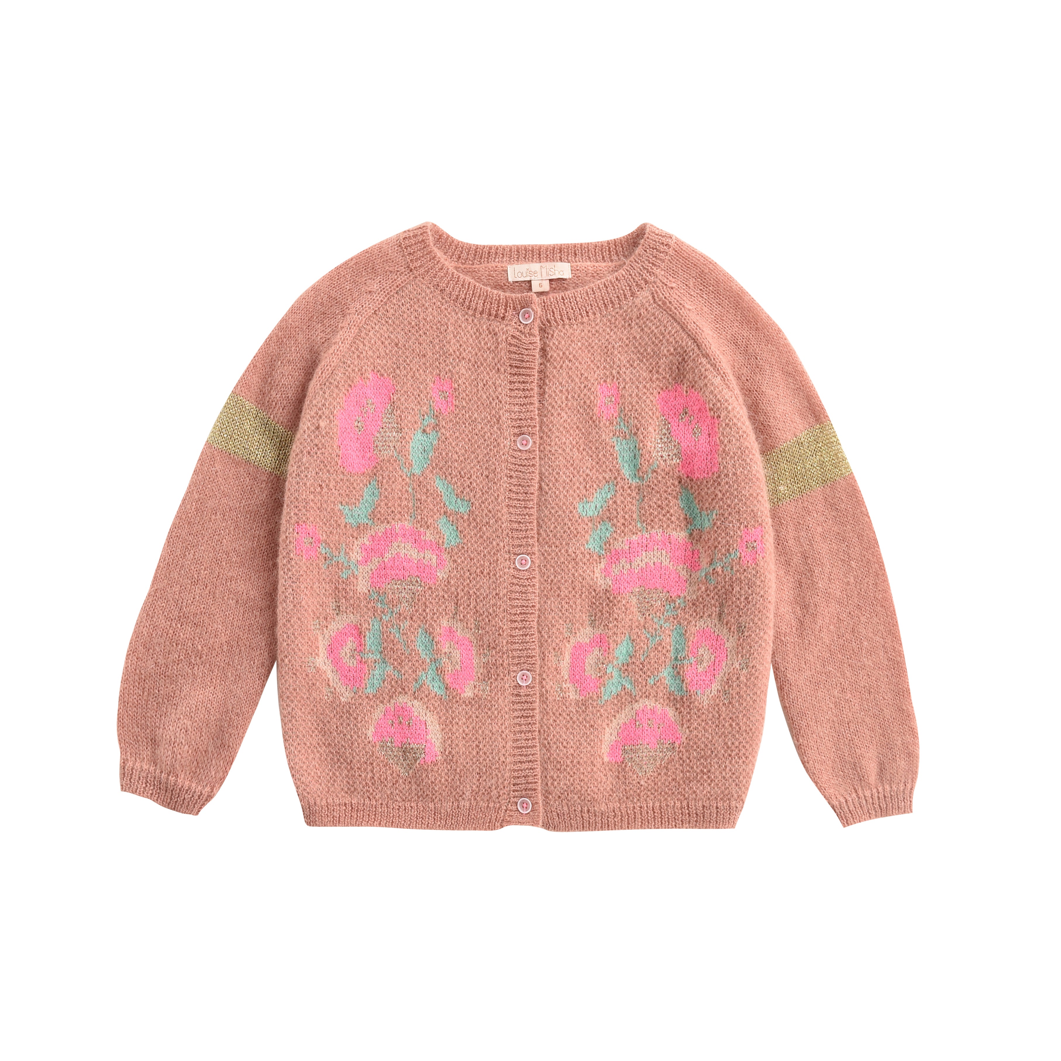 Girls Pink Embroidered Cardigan