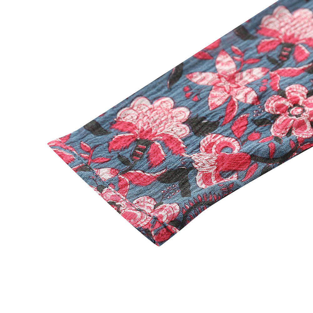Girls Blue Flower "Magdalena" Cotton Dresse