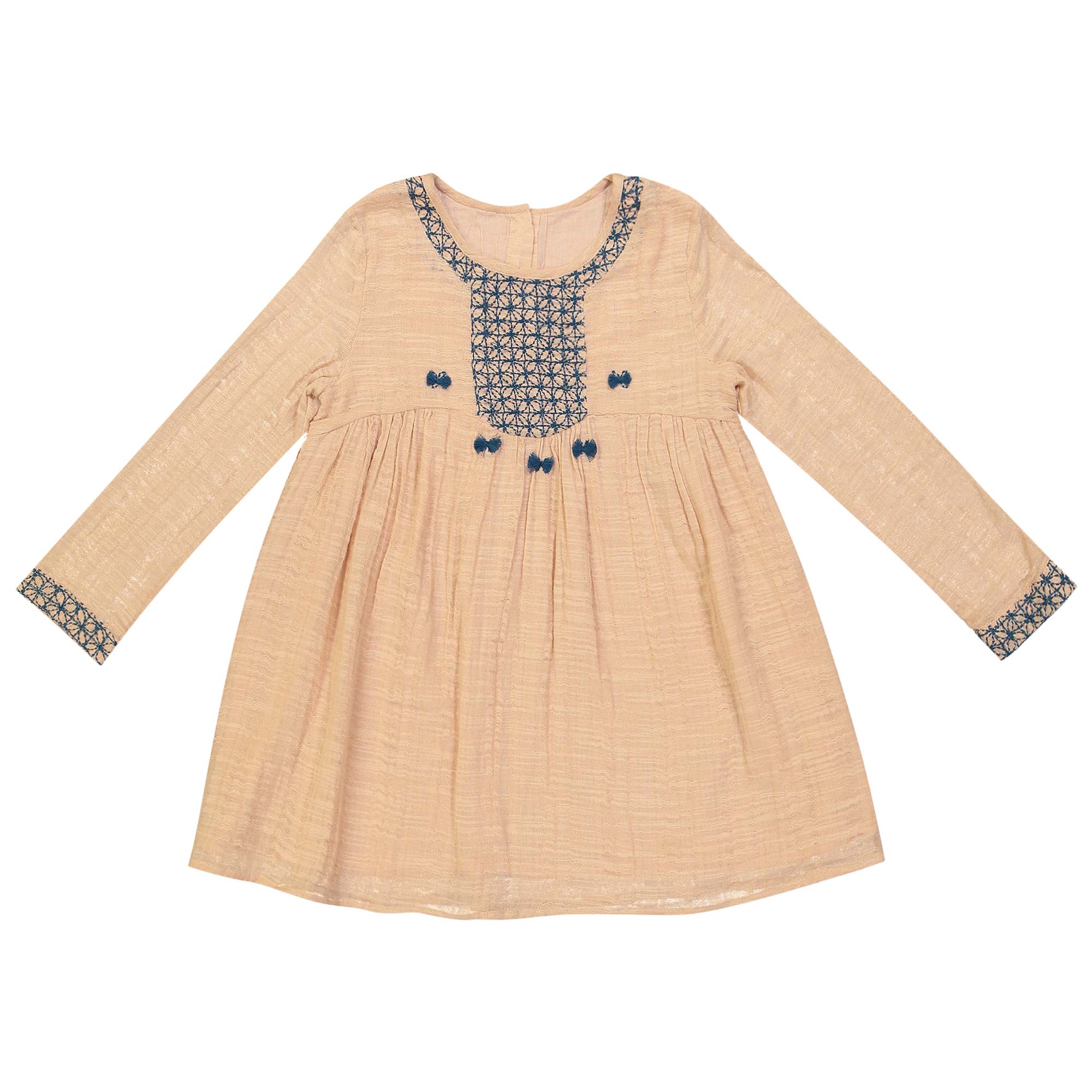 Girls Beige "Zellig" Cotton Dress