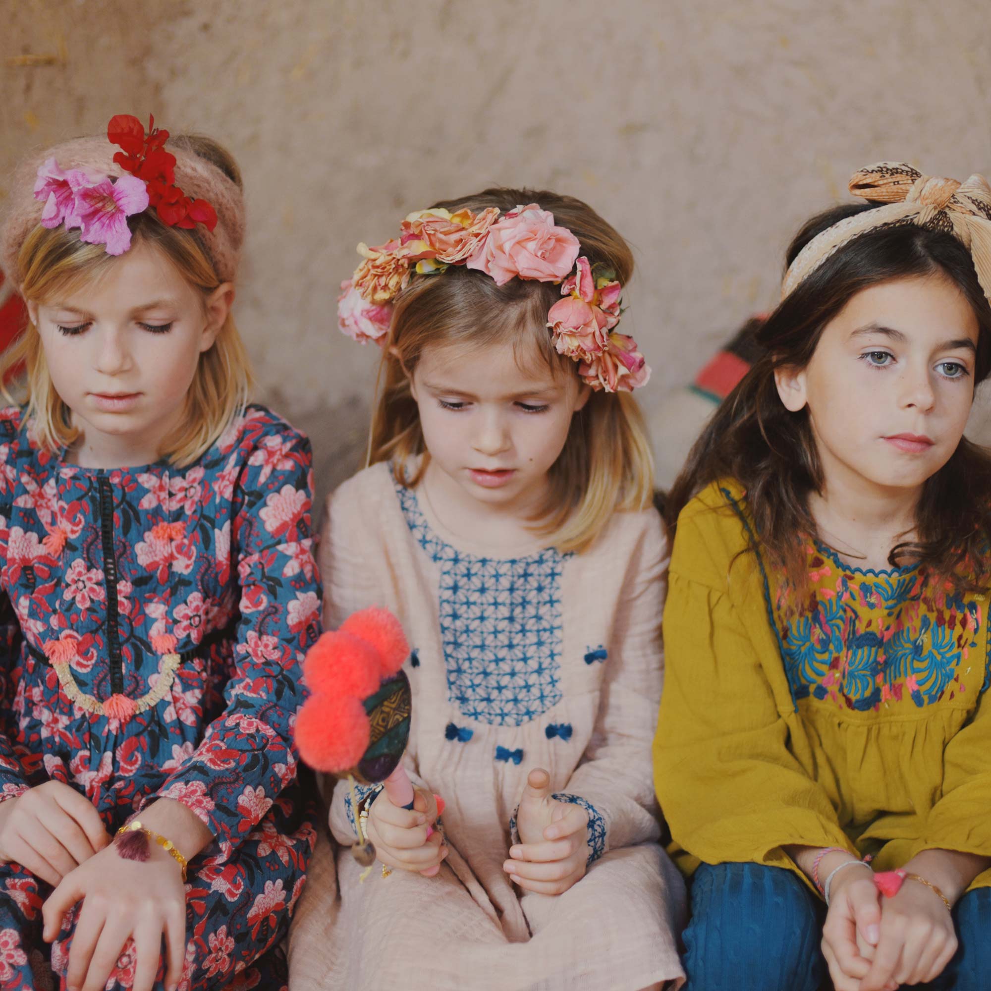 Girls Beige "Zellig" Cotton Dress