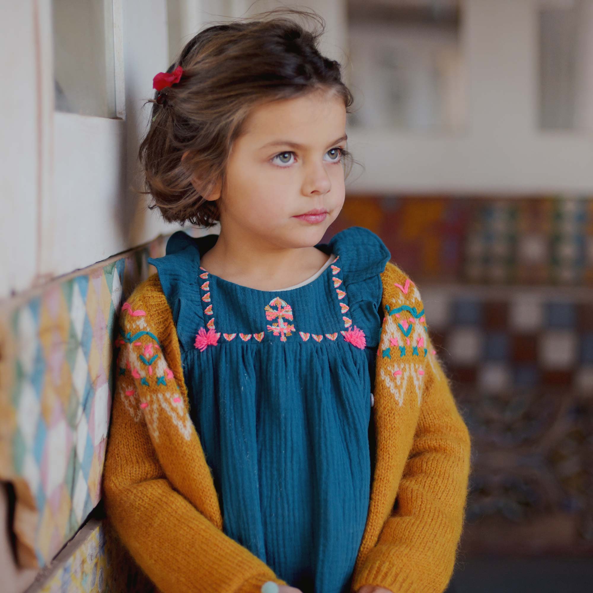 Girls Yellow "Berbere" Cardigan