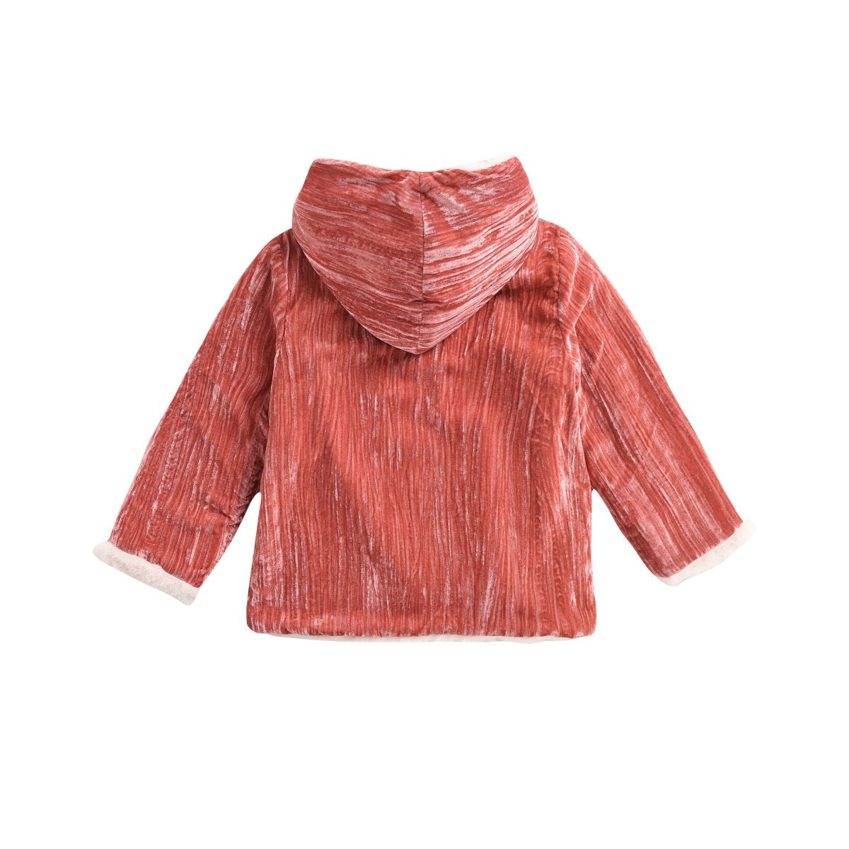 Girls Brick Red Embroidered Coat