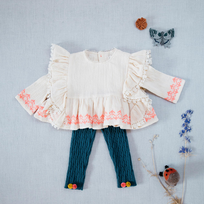 Girls Blue Cotton Leggings