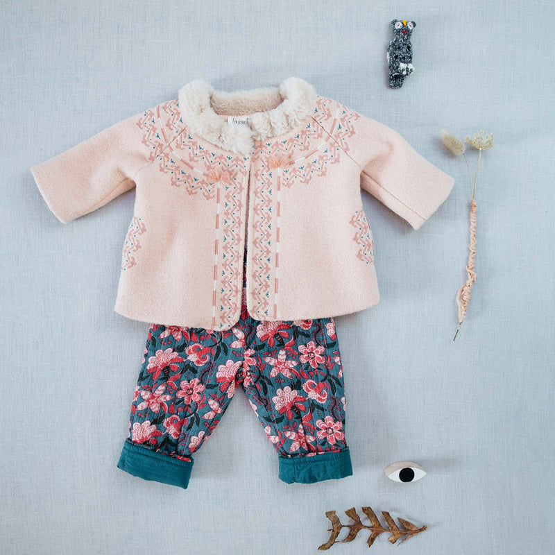 Girls Blue Flower Cotton Trousers