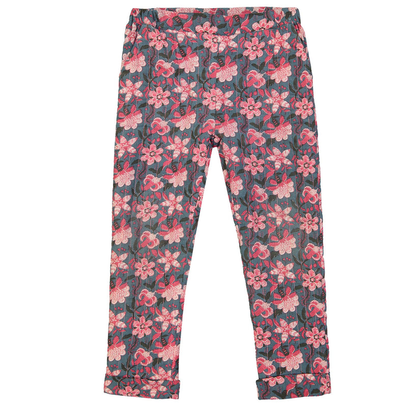 Girls Blue Flower Cotton Trousers