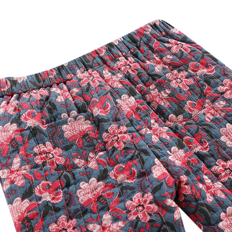 Girls Blue Flower Cotton Trousers