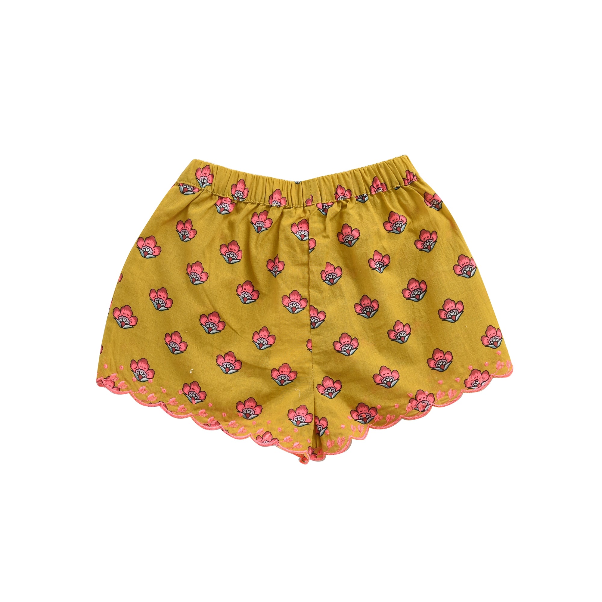 Girls Safran Flowers Cotton Shorts