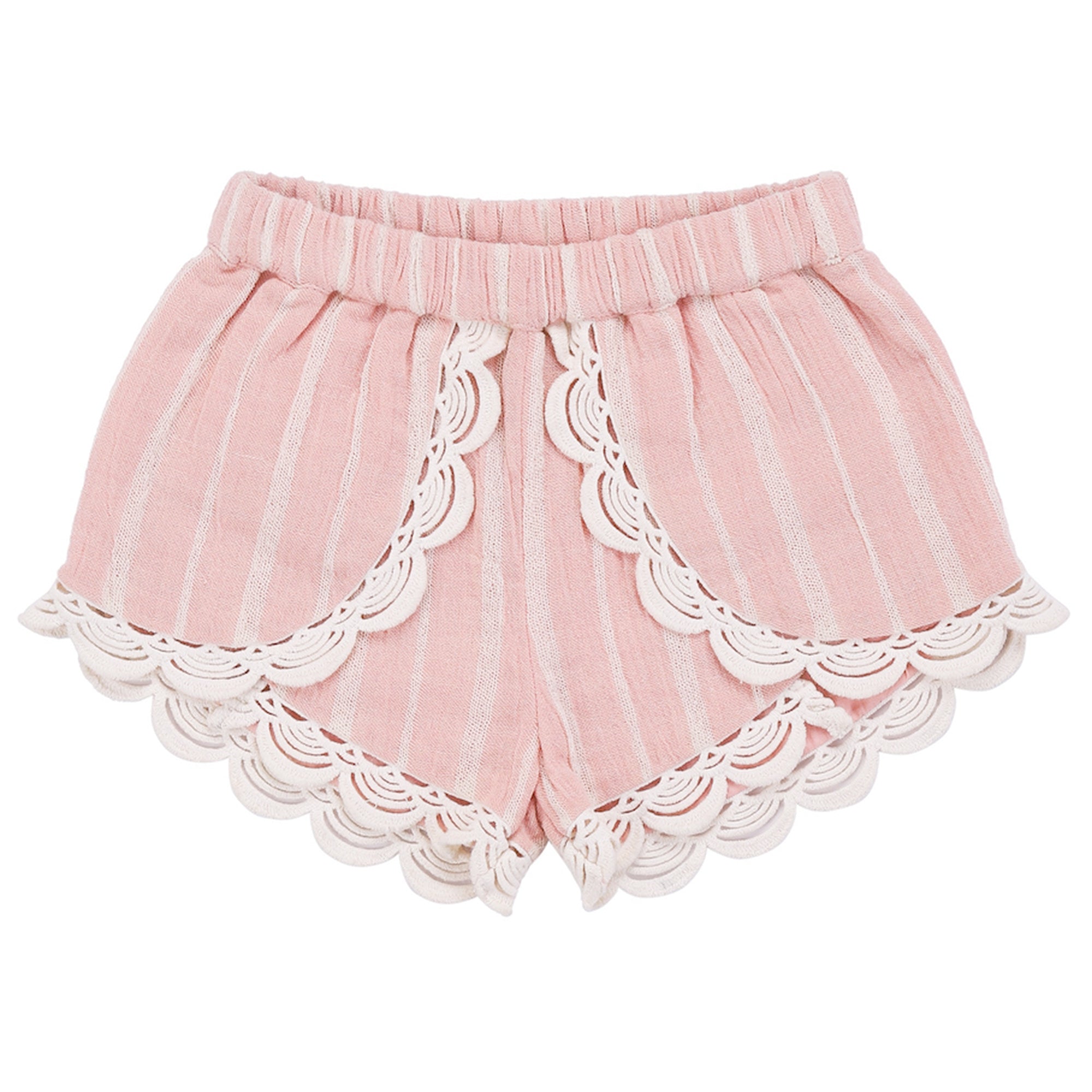 Girls Blush Stripes Cotton Shorts