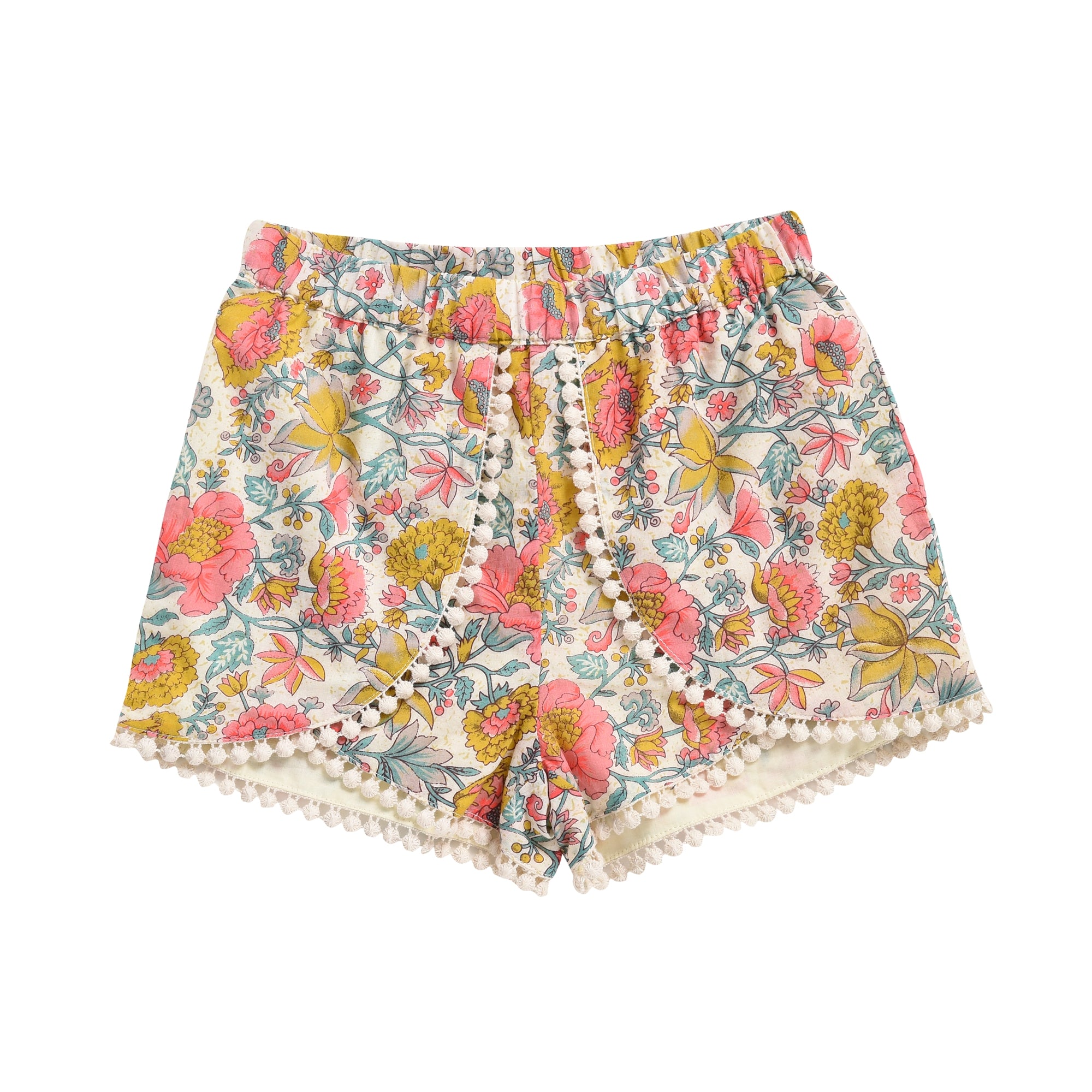 Girls Multi Flowers Cotton Shorts