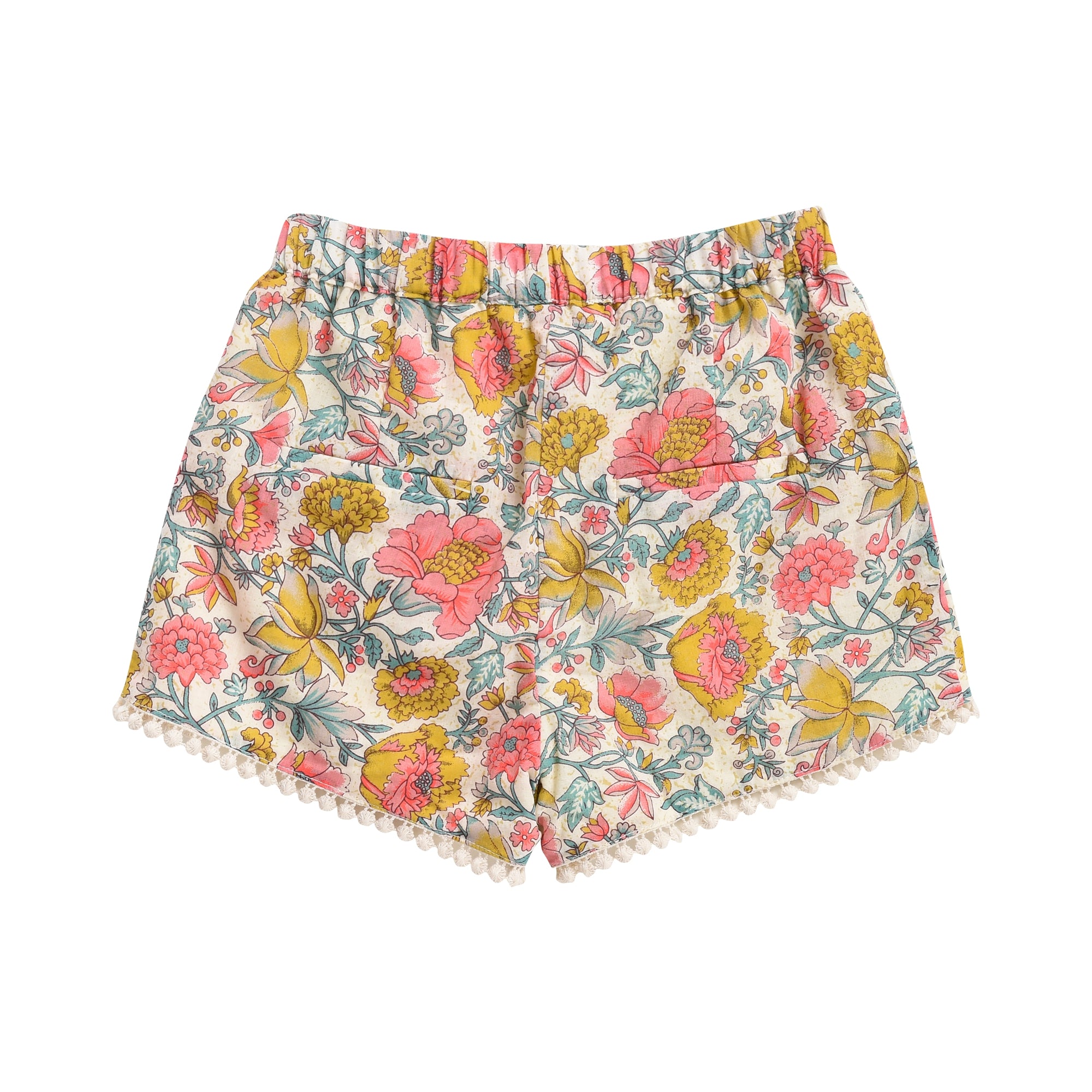 Girls Multi Flowers Cotton Shorts