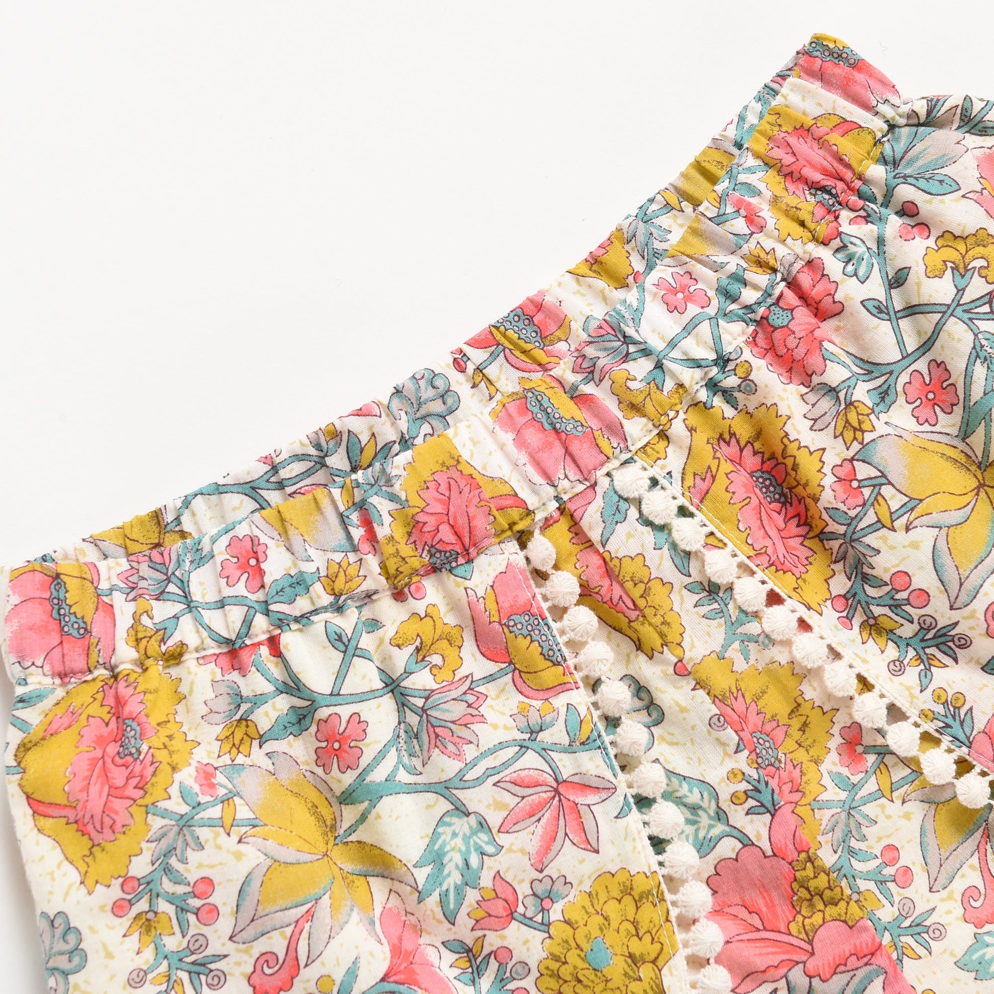 Girls Multi Flowers Cotton Shorts