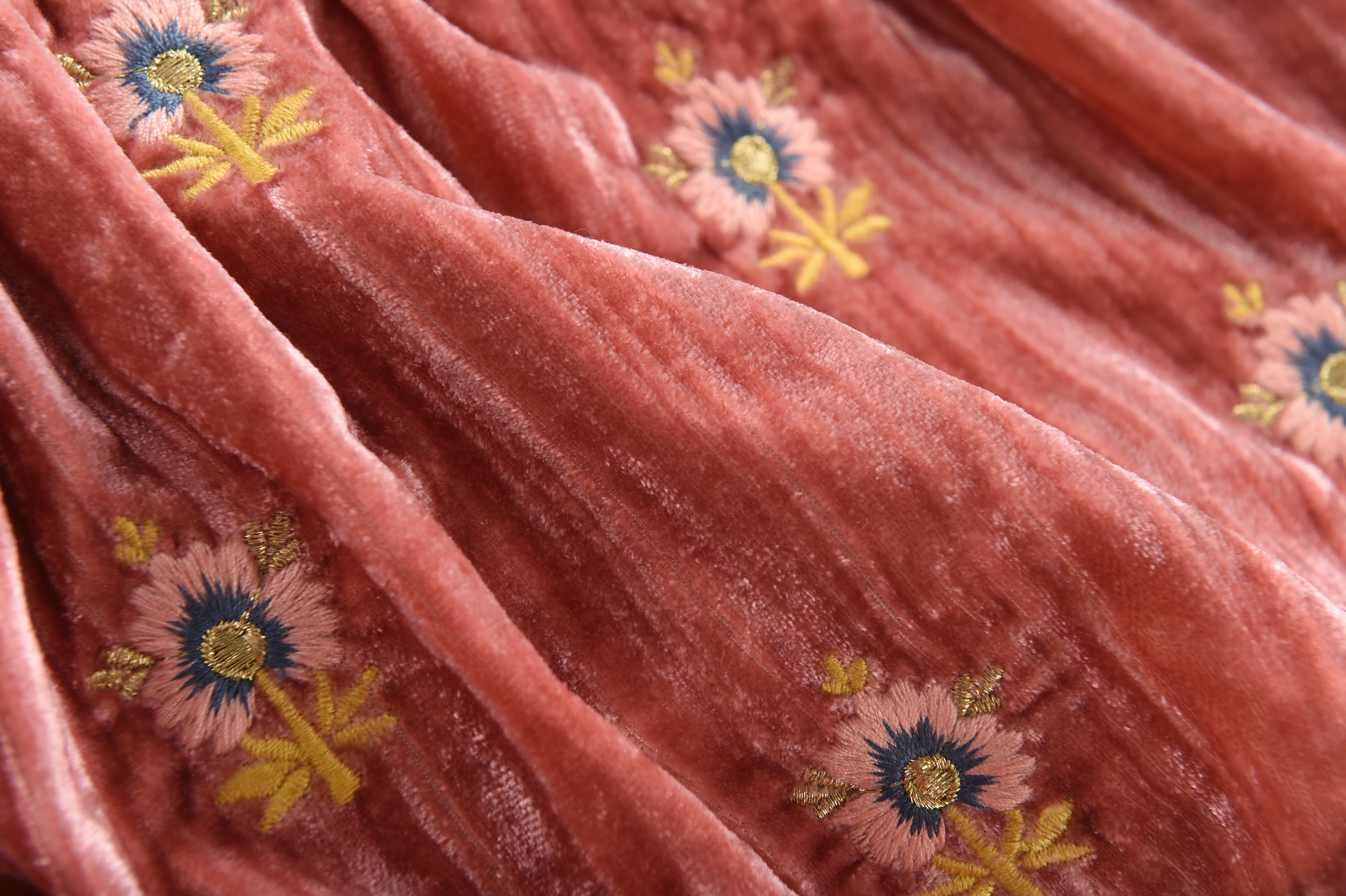 Girls Brick Red Embroidered Skirt