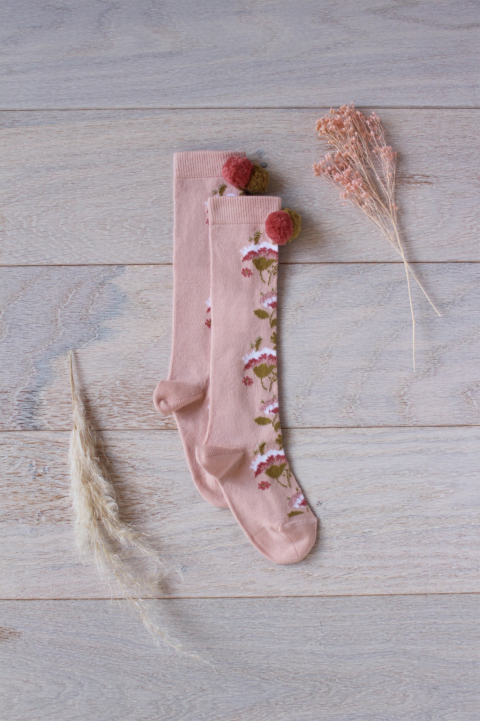 Baby Girls Pink Embroidered Cotton Socks