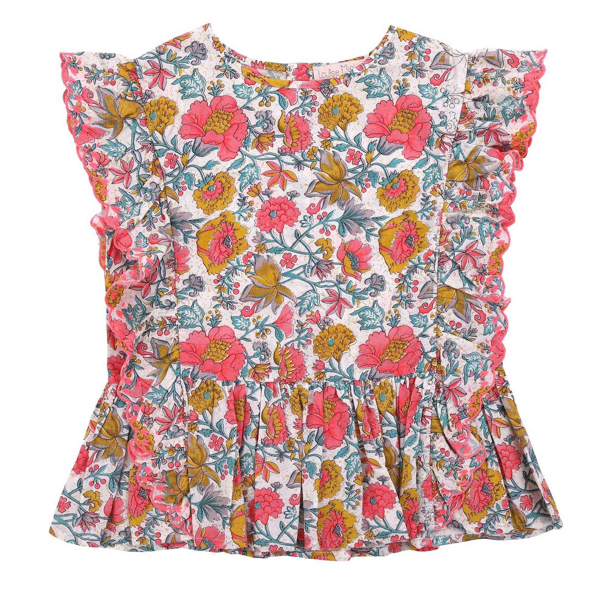 Girls Multi Flowers Cotton Top